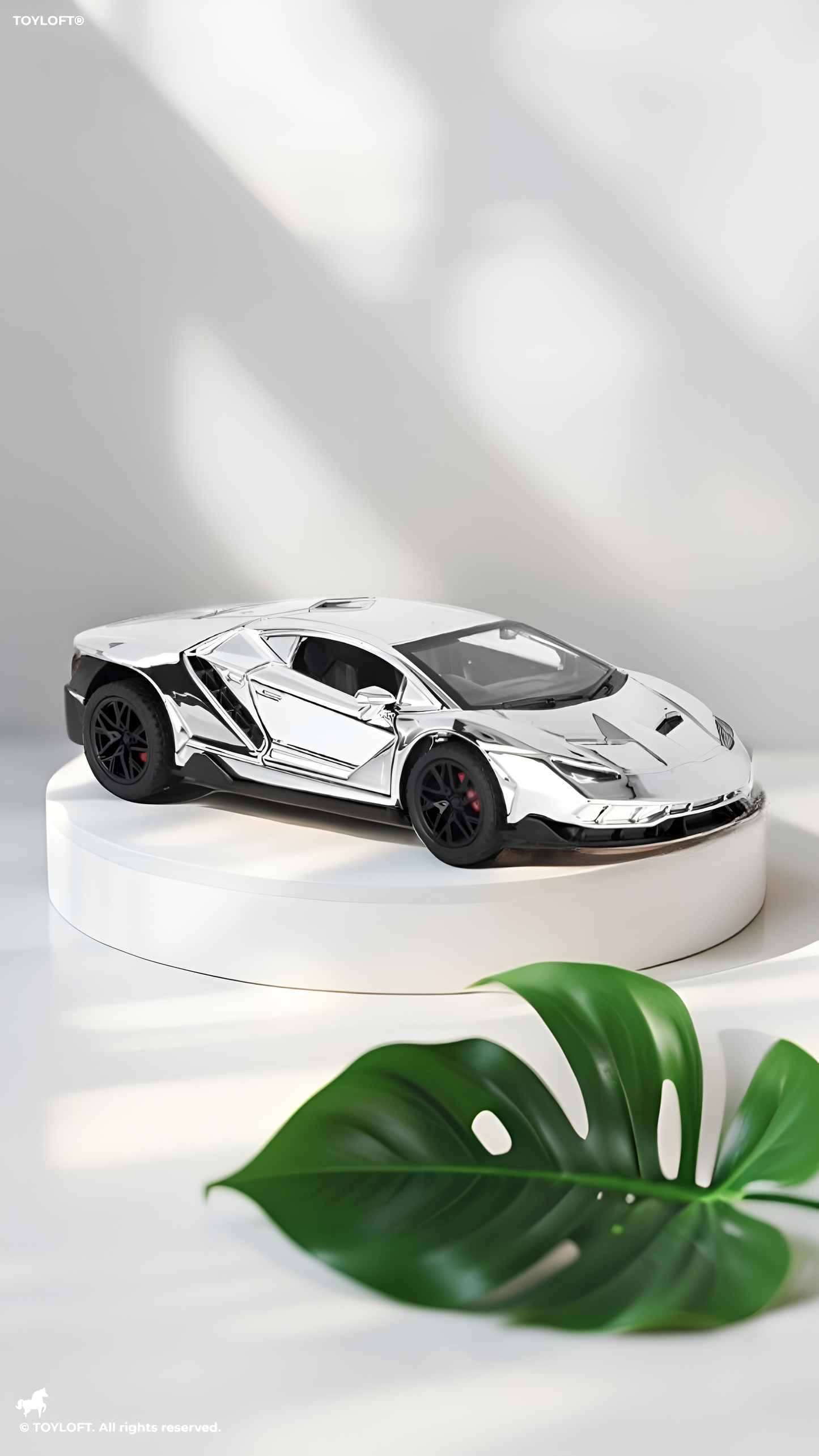 Silver - Lamborghini Centenario  –  Diecast Model Car Premium Collectible Toy Scale - 1:32 – Acrylic Display Case .