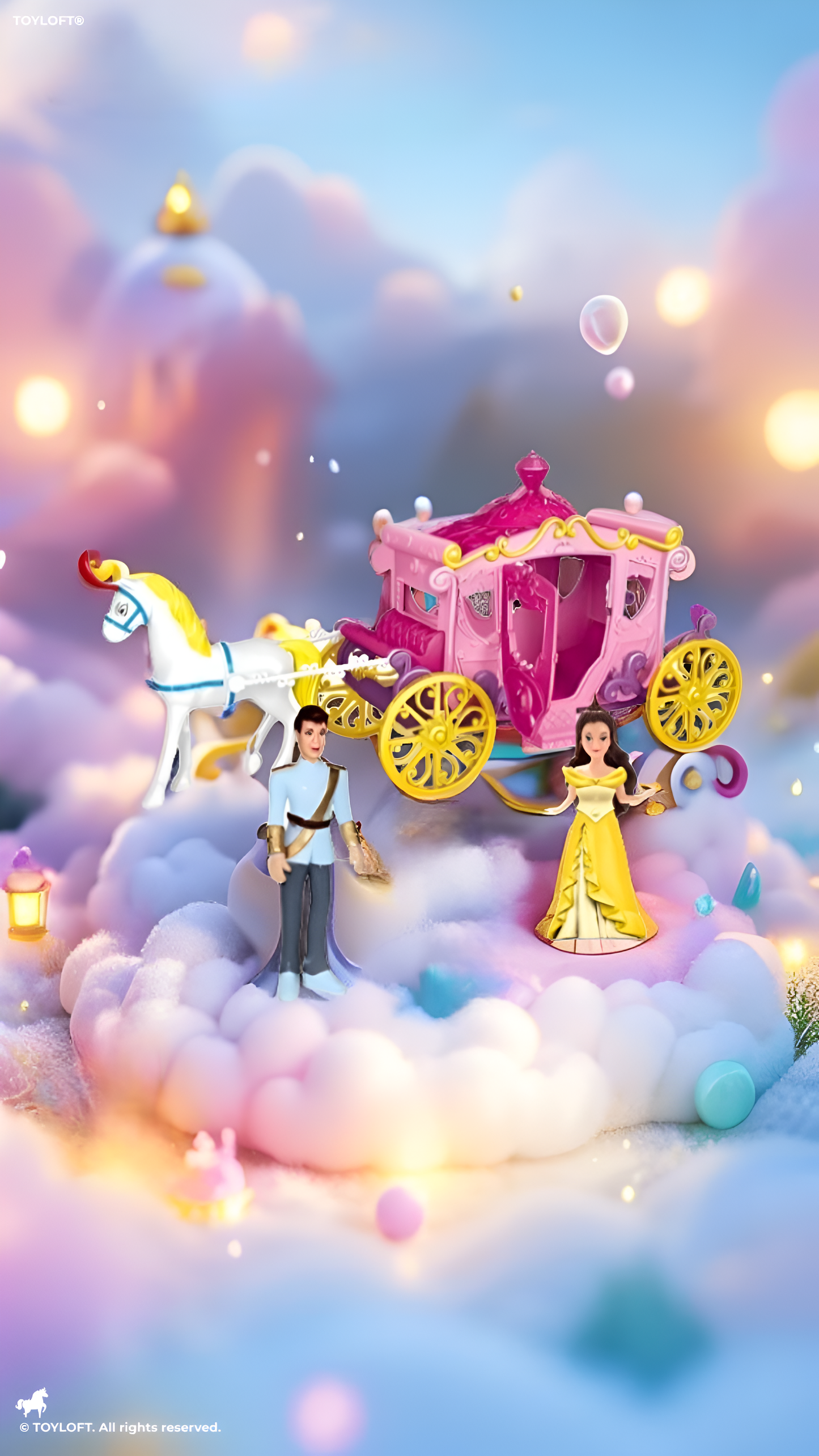 Magical Princess Carriage Toy Set with Horse, Prince, and Princess Figures NX11746.