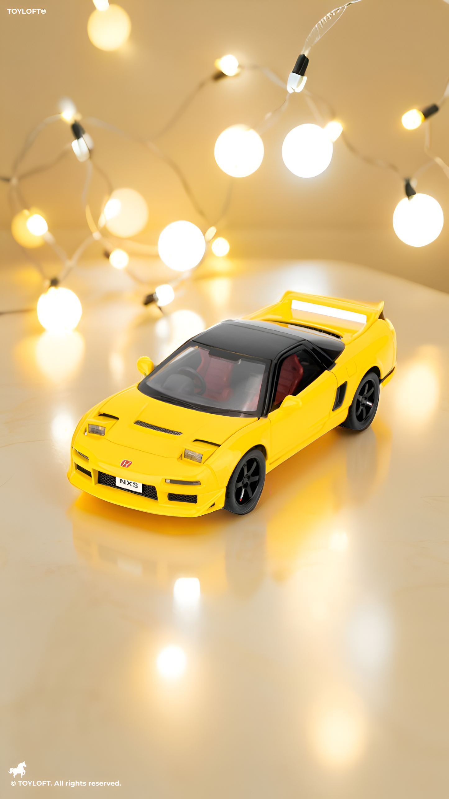 Honda NSX Diecast Model Car 1:32 Scale - Yellow JDM Supercar Toy, Collectible Vehicle with Opening Parts & Red Racing Seats TV6291.