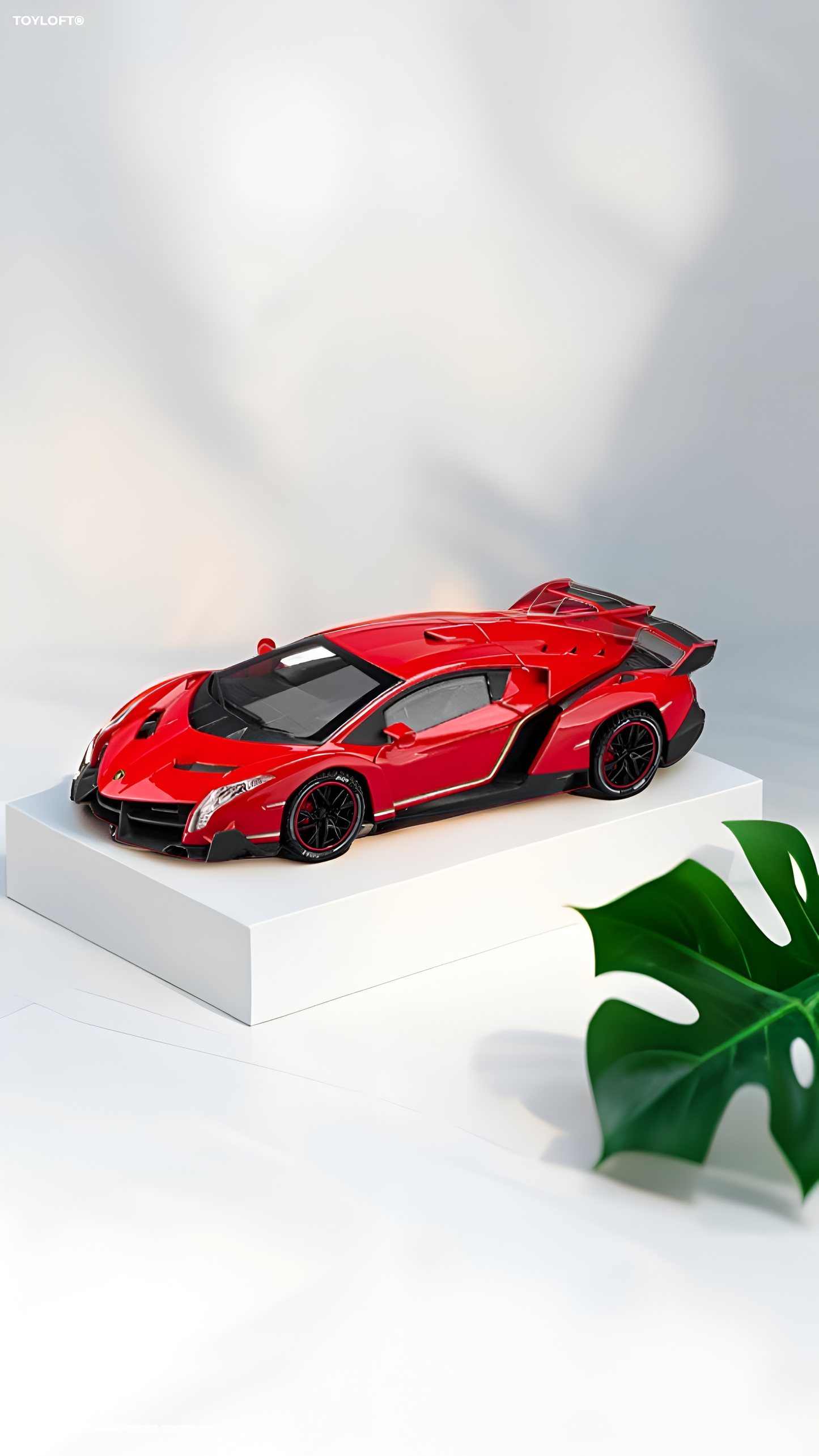 Red Lamborghini Veneno 1:24 Scale Remote Control Car – Diecast Alloy Body RC Supercar with Pistol Grip Transmitter | Special Edition Racing Toy for Kids & Collectors LMI16577