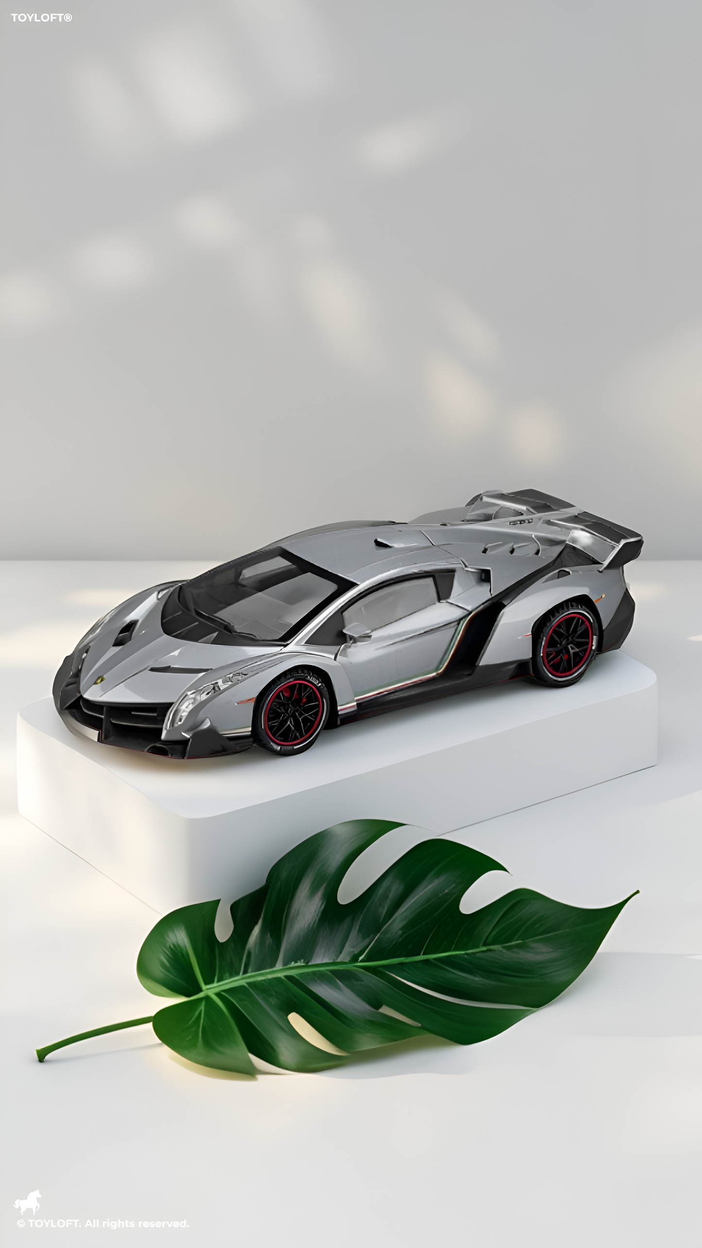 Grey Lamborghini Veneno 1:24 Scale Remote Control Car – Diecast Alloy Body RC Supercar with Pistol Grip Transmitter | Special Edition Racing Toy for Kids & Collectors LMI16577