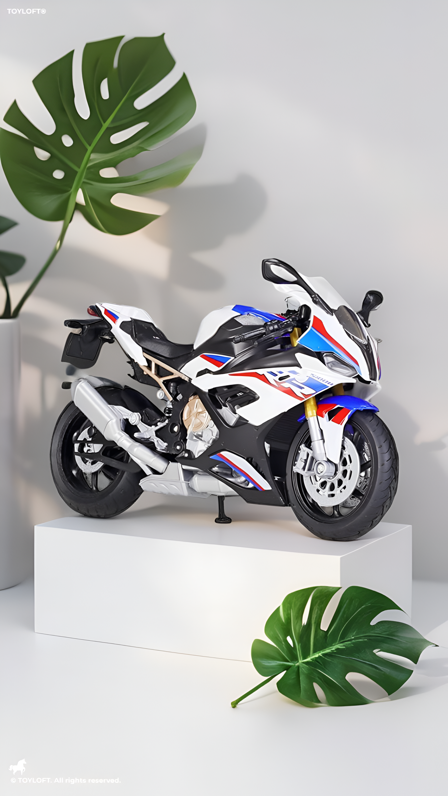 BMW S1000 RR Metal Model Diecast Bike - White - Scale 1:9