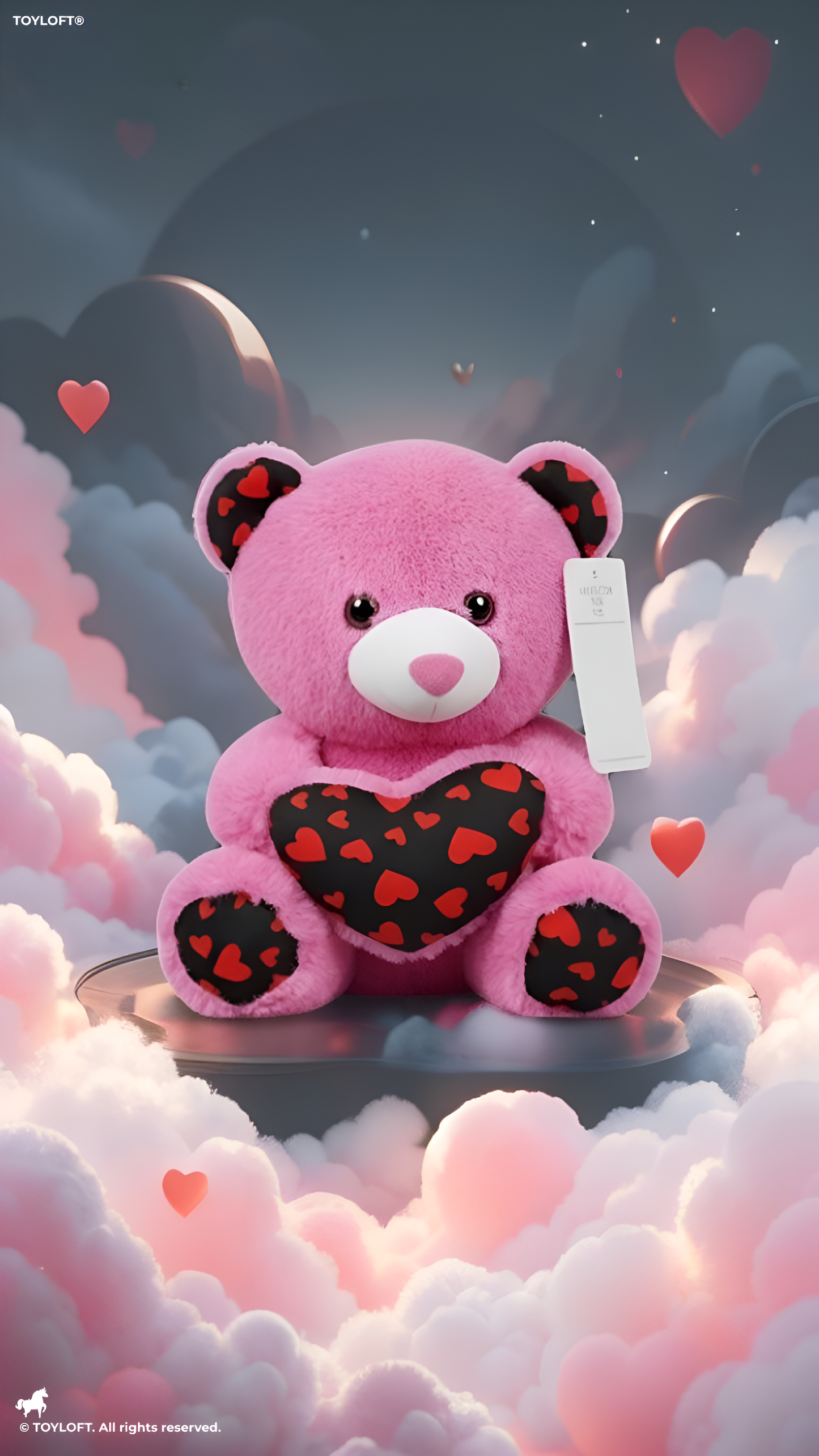 Cute 21cm Plush Stuffed Teddy with Red & Black Heart ST16170.