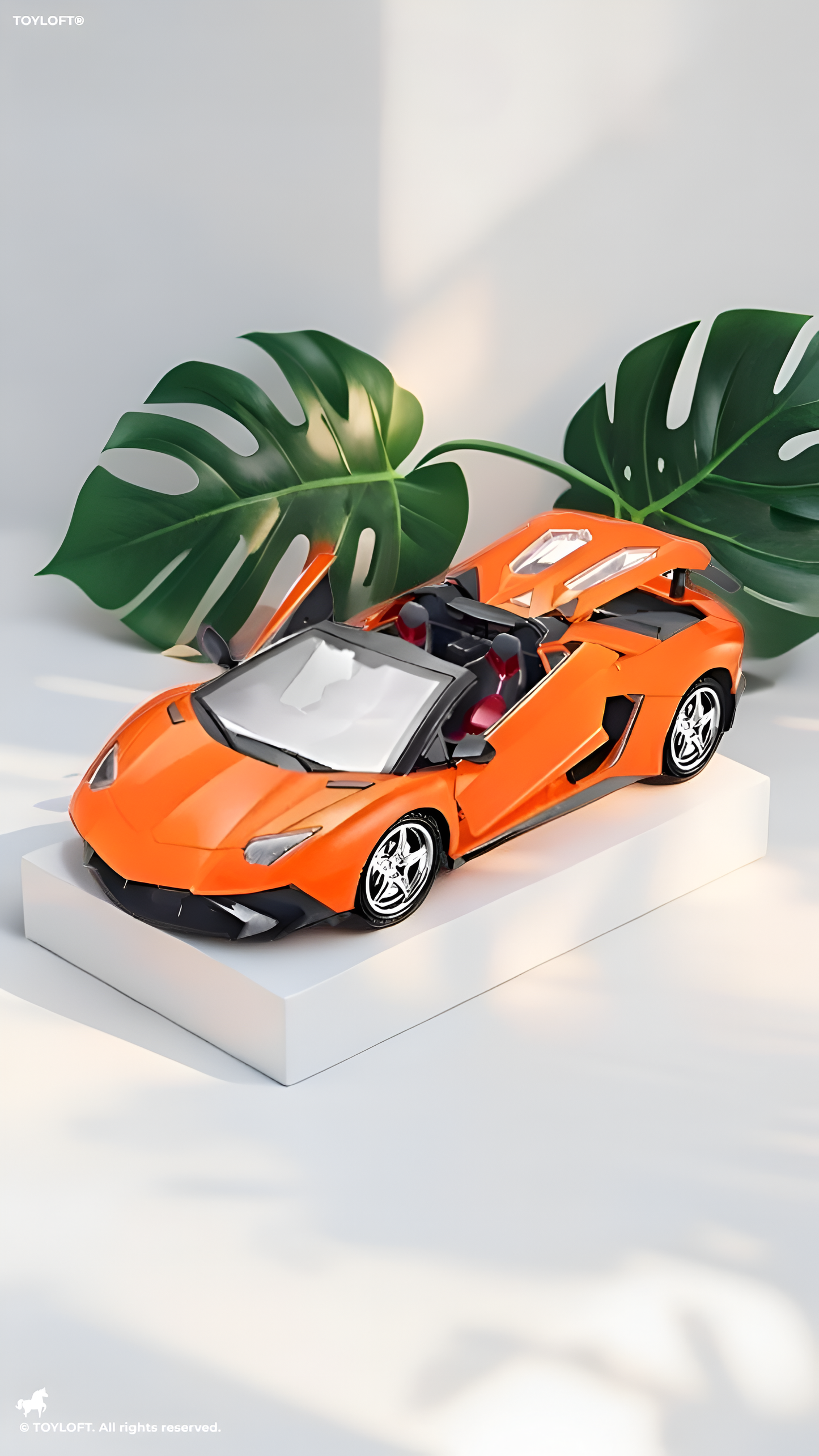 1:20 Scale RC Lamborghini Aventador Style Toy Car - Remote Control Sportscar with Opening Doors, Working Lights & Steering Wheel Controller - Orange LMI11370