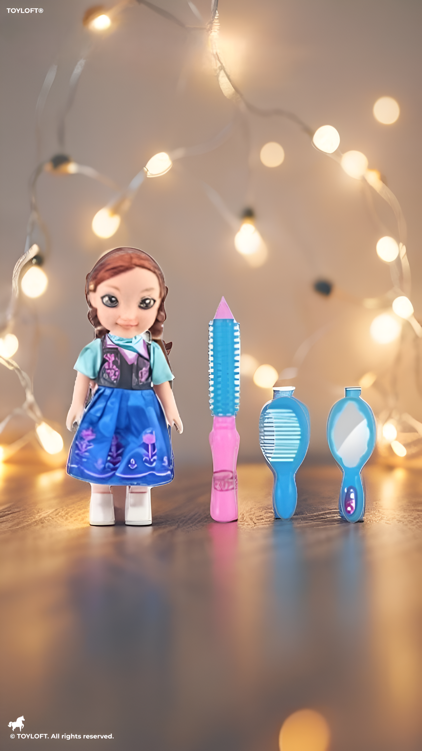 Snow Sisters Mini Princess Doll with Braids | Hair Styling Play Set with Comb, Mirror, and Accessories LMI11754