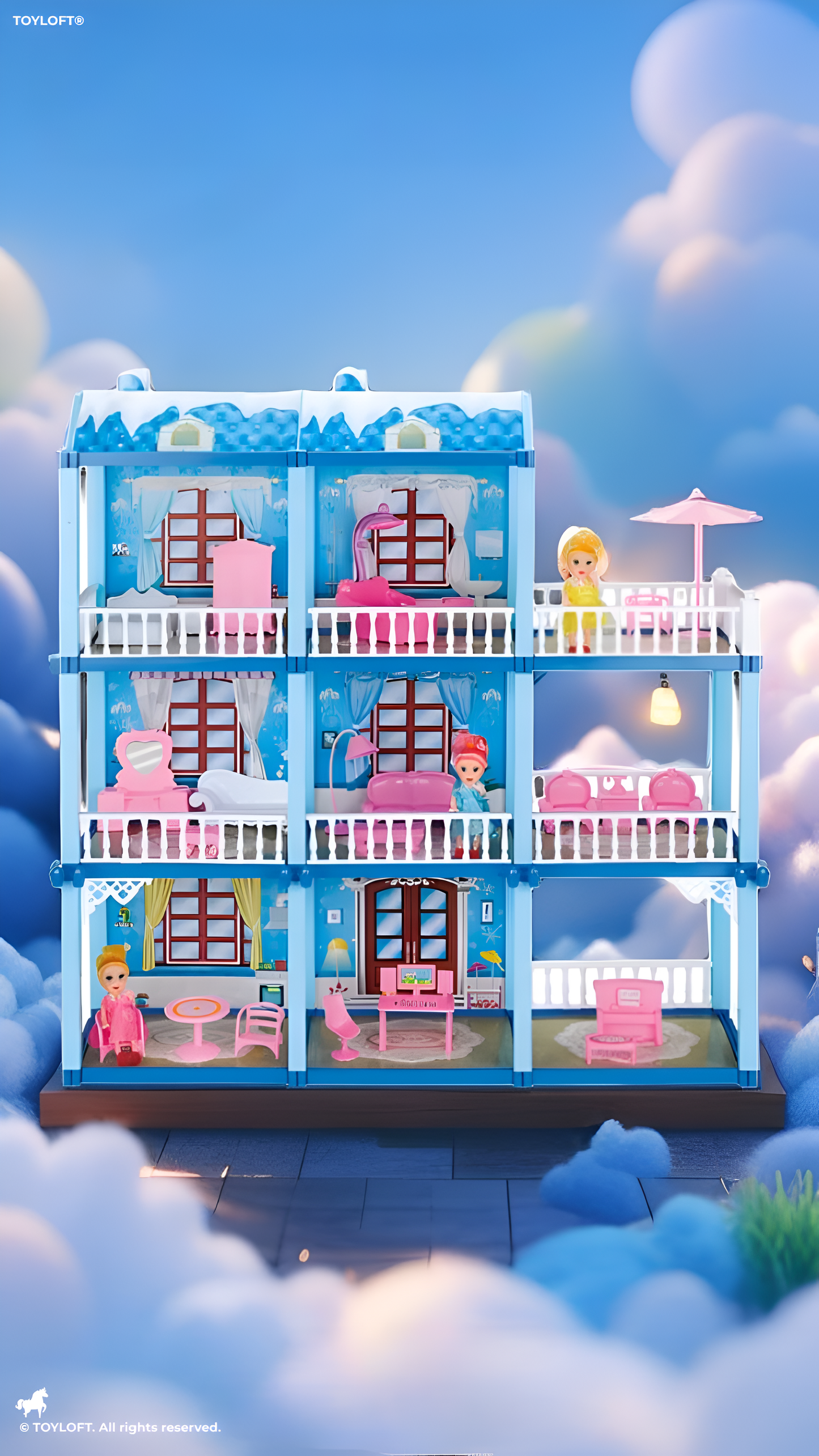 162+ PCS DIY Dollhouse Villa – Floor Mini House with Furniture & Accessories MD3457.
