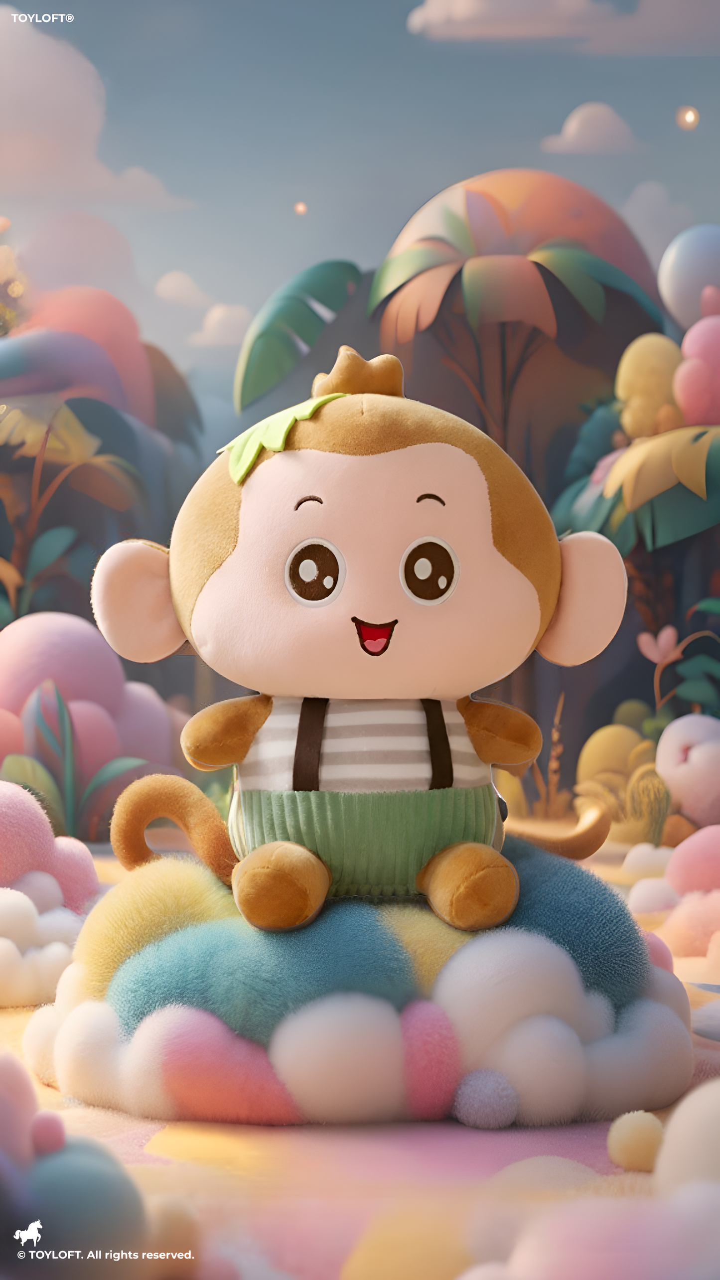 Monkey Toy – 15-Inch Plush Soft Stuffed Animal with Striped Shirt & Green Corduroy Overalls – Ideal Gift for Kids ST14495