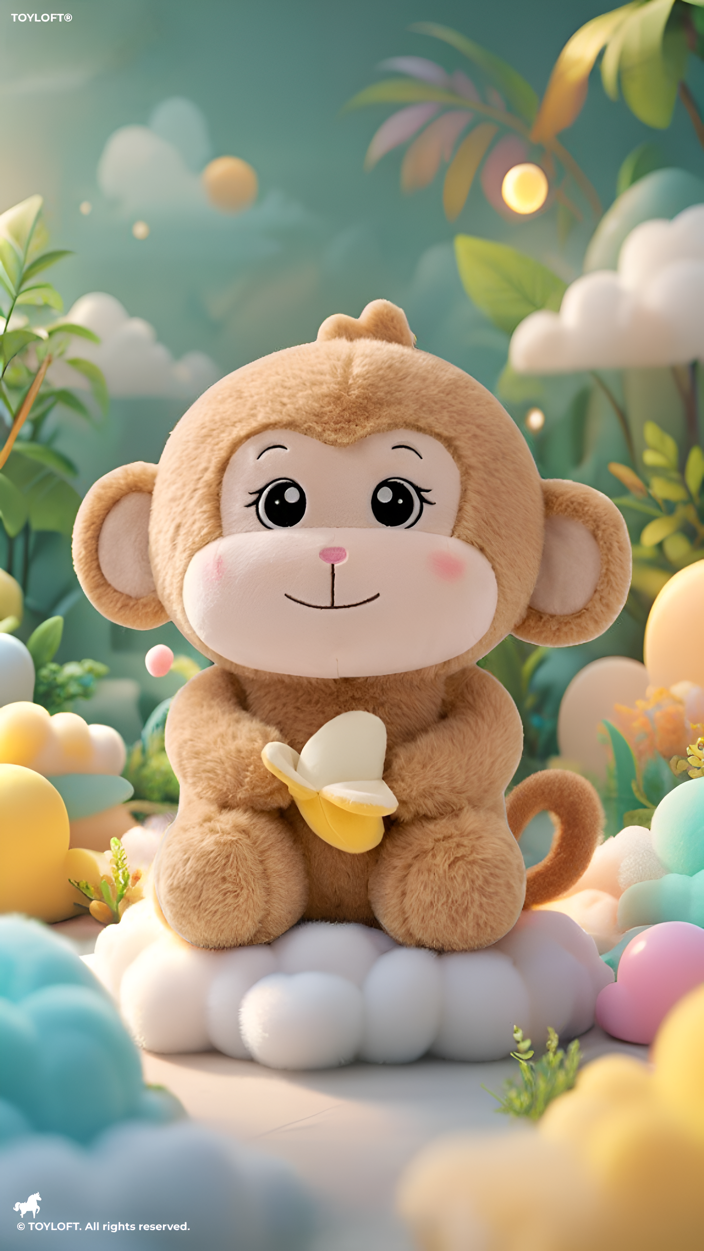 Monkey Plush Toy with Banana – 45cm Sitting Ultra-Soft Stuffed Animal for Kids, Cute Light Brown Nursery Décor, ST14463