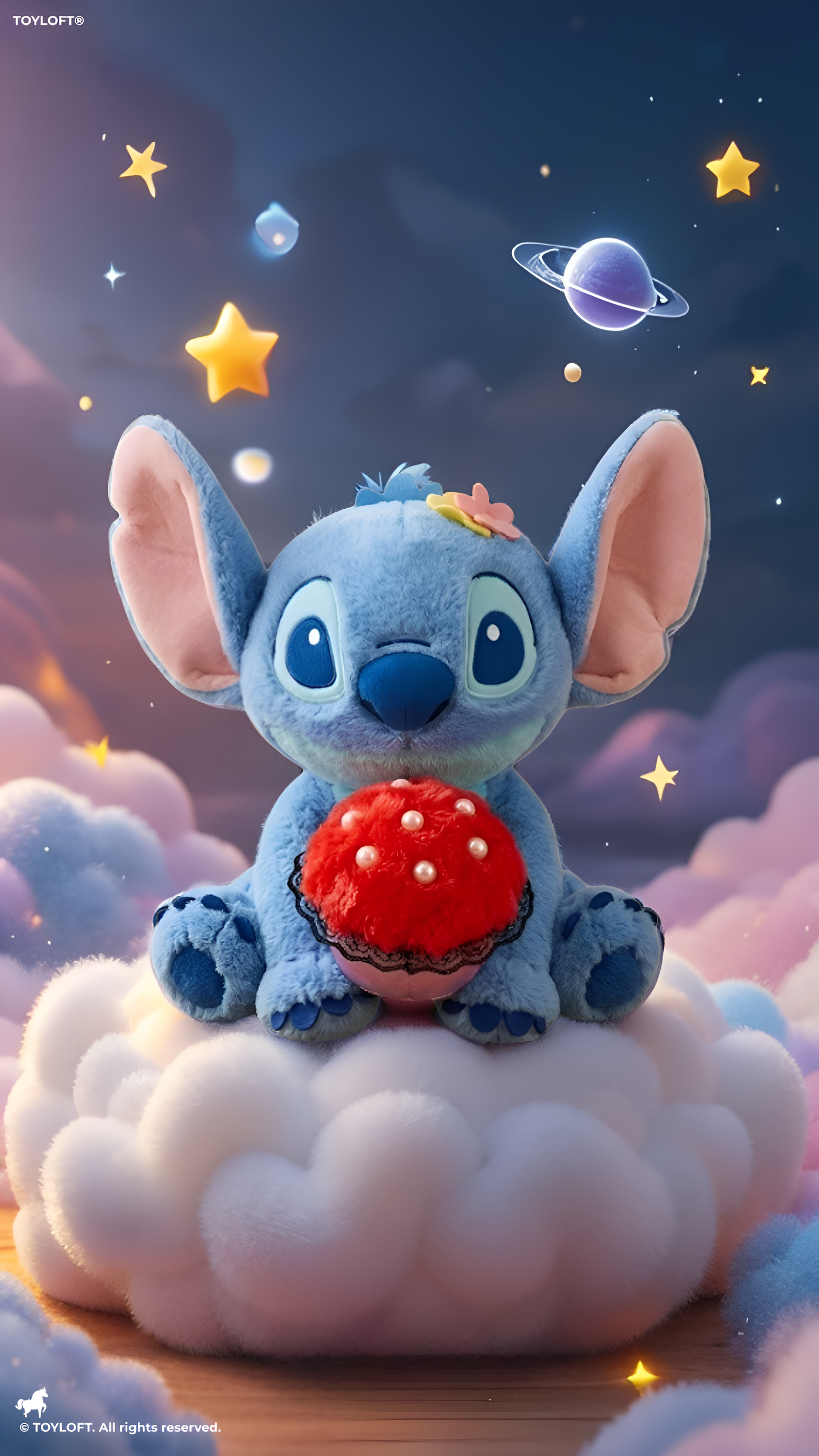 Disney Lilo & Stitch Plush Toy | Cute Stitch Plush with Cupcake & Flower | 8 Inch Soft Stuffed Animal for Kids & Fans ST15952