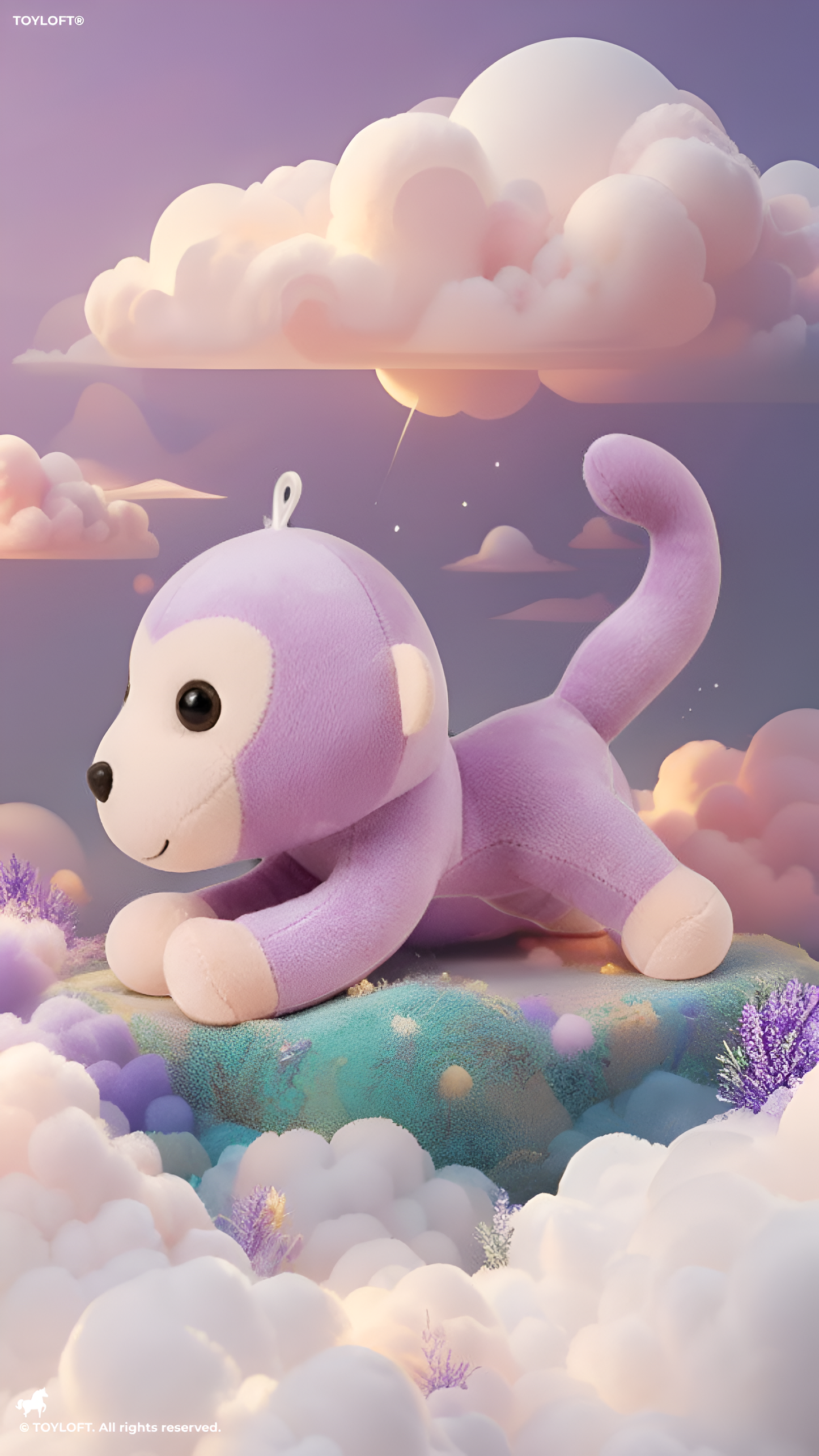 8-Inch Monkey Plush Toy with Long Tail – Soft Stuffed Animal Toy Lavender ST14177.
