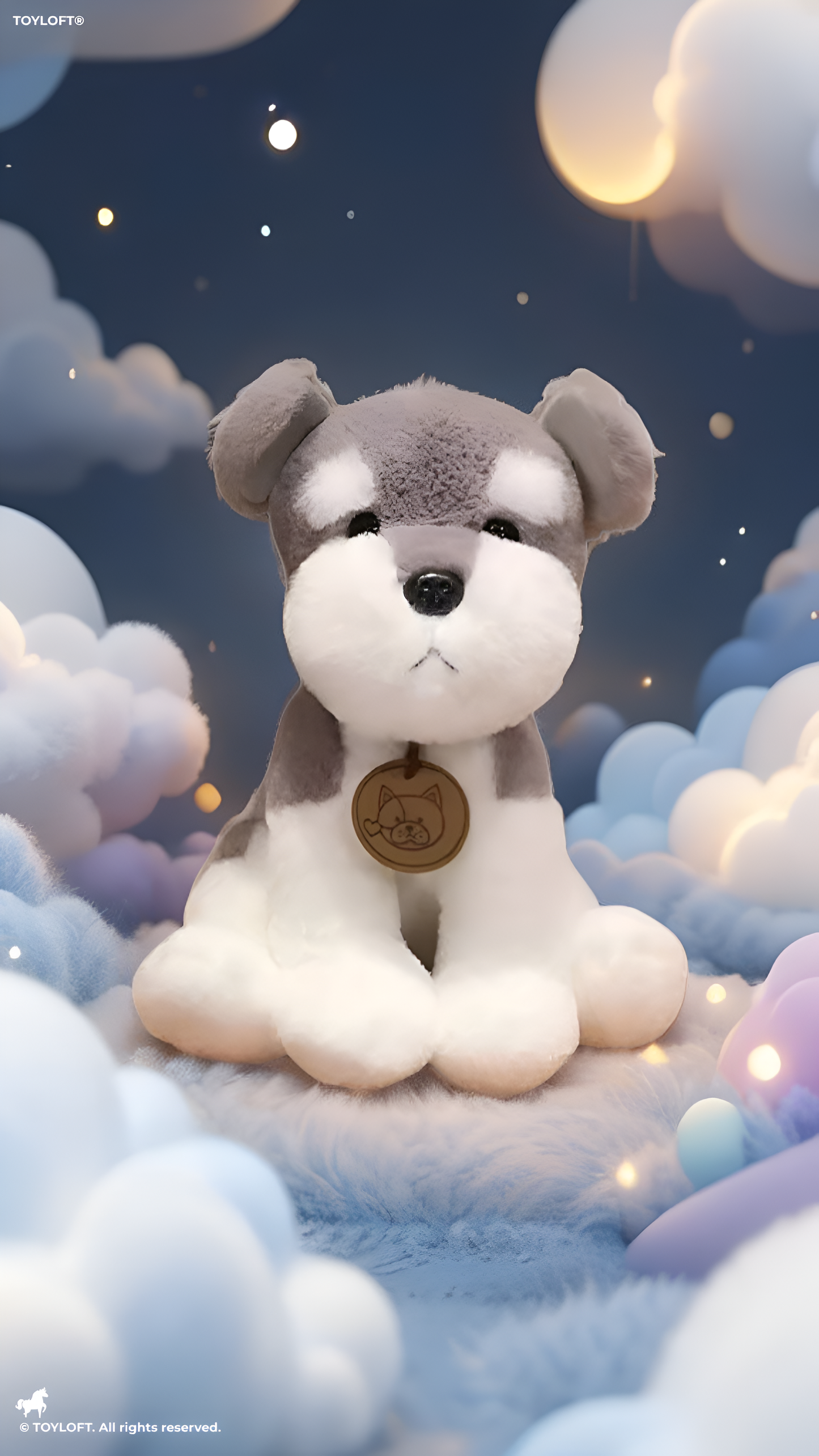 Schnauzer Plush Toy 25cm – Soft Grey & White Dog Plushie ST16297.