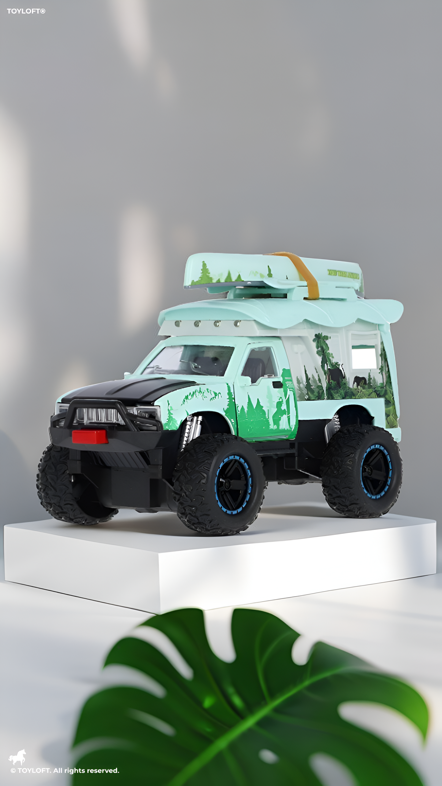 4x4 Off-Road Adventure Camper Metal Toy Truck with Roof-Top Canoe – Safari SUV Toy Vehicle with Wilderness Graphics for Kids & Collectors - Free Car Inside - LMI16426