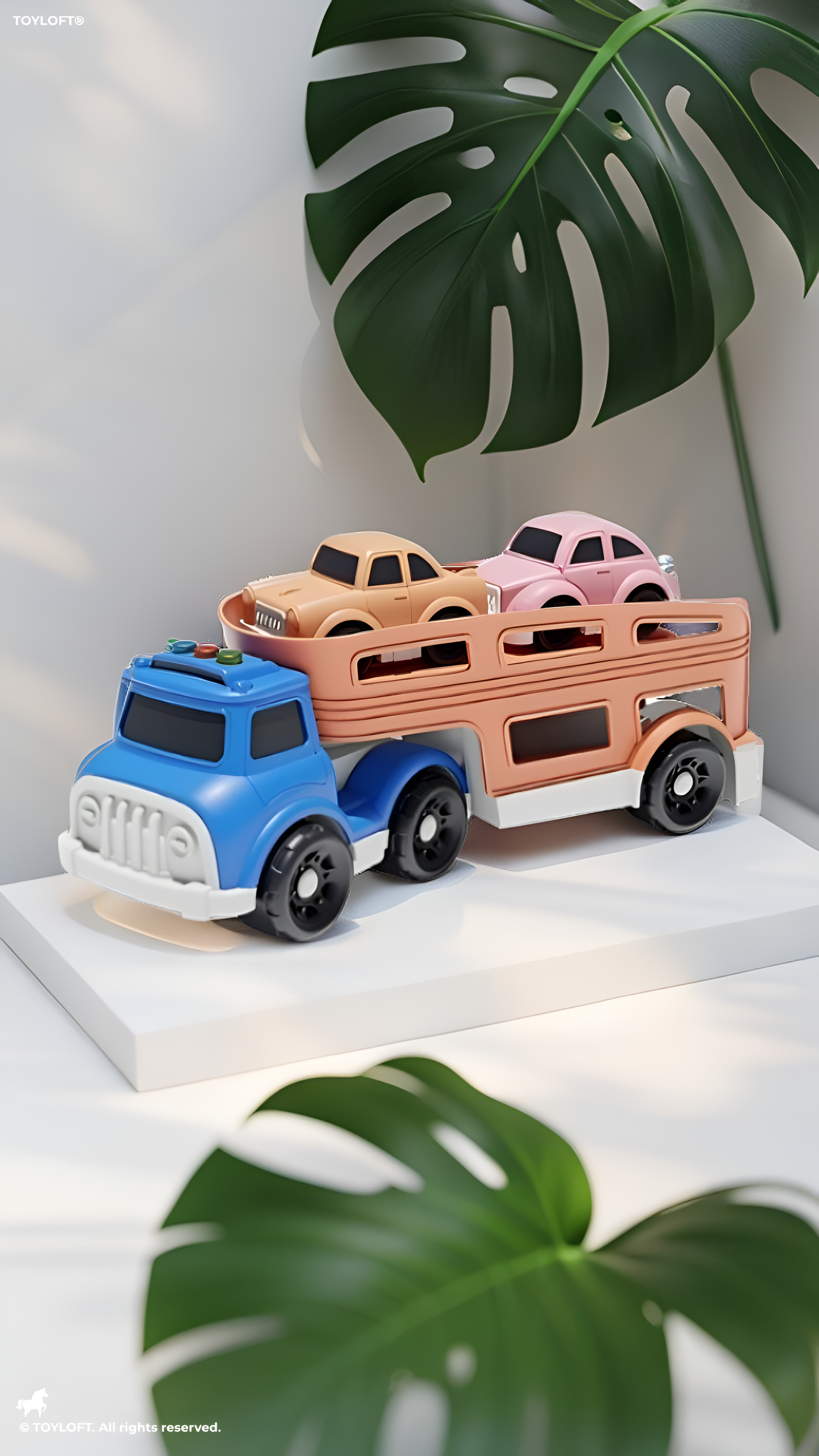Car Transporter Truck Toy with 3 Mini Cars – Double Decker Carrier Playset NX16692.