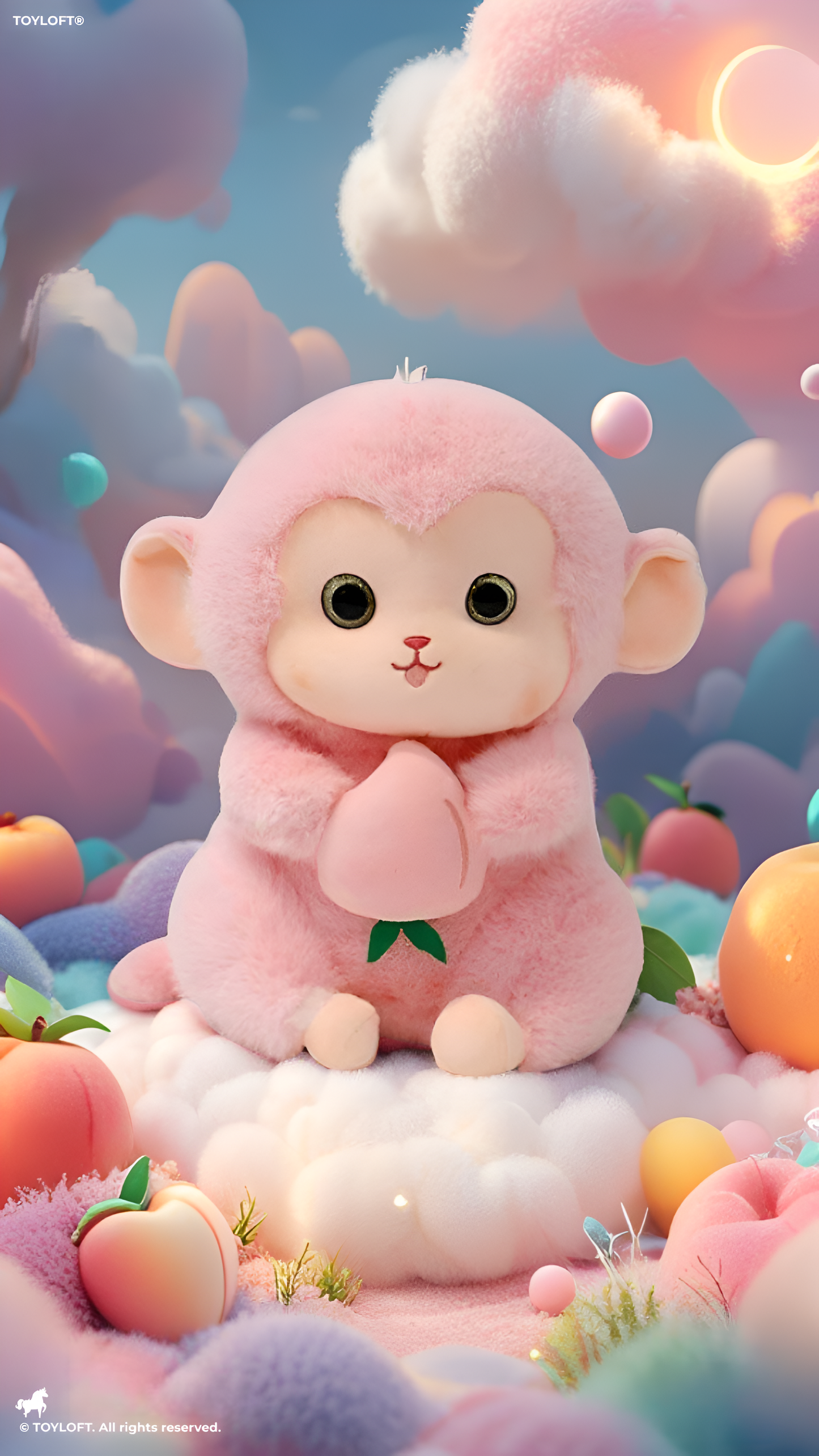 Pink - Cute Plush Monkey Stuffed Animal with Peach - Super Soft Toy Gift for Kids & Baby ST14653