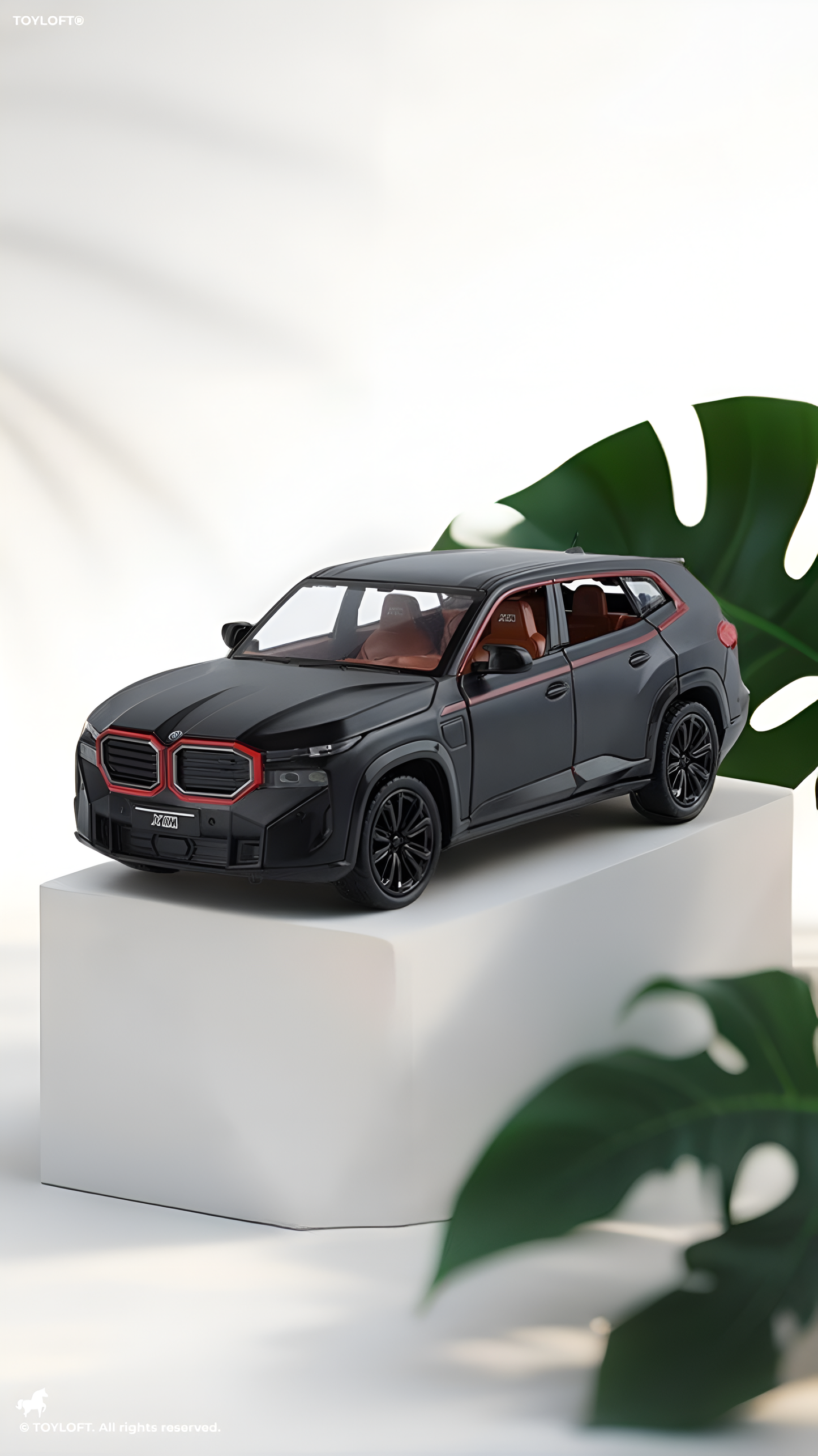 BMW XM Label Red Diecast Model Car 1:24 Scale, Matte Black Luxury SUV Toy Vehicle with Openable Doors & Sound, Collectible Metal Car for Adults and Kids LMI15418