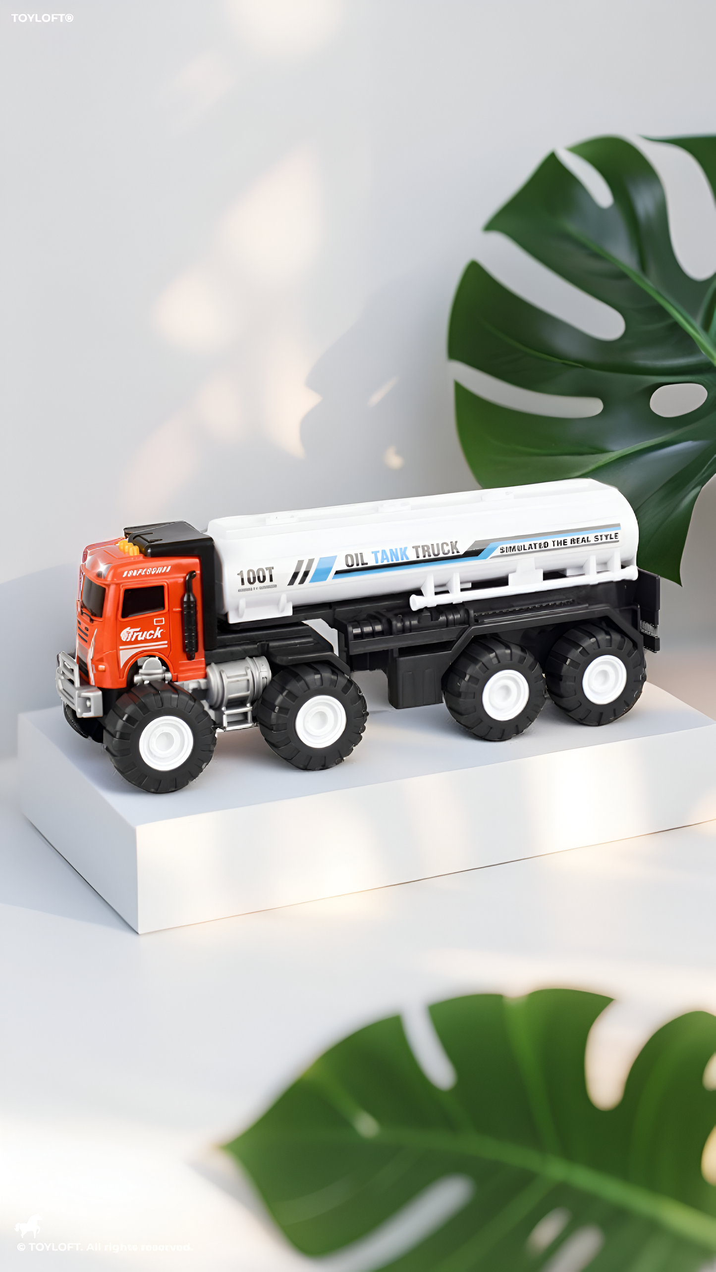 Premium Friction Powered Toy Oil Tanker – Simulated Heavy Duty Transport Truck with Interactive Lights & Music For Boys and Girls TV4471