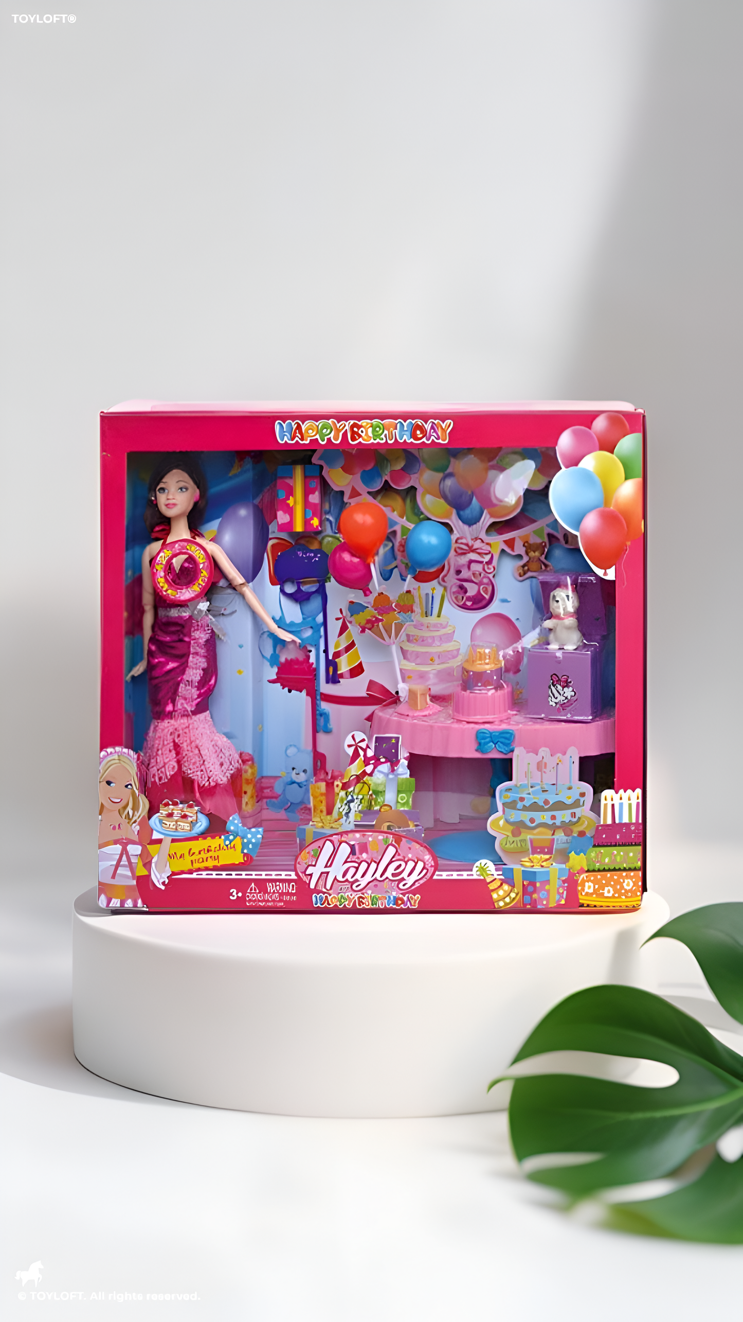 Hayley Birthday Celebration Fashion Doll Playset for Girls (Ages 3+) – Includes Party Dress, Mini Cake, Balloons & Adorable Pet Puppy Accessories NX13254