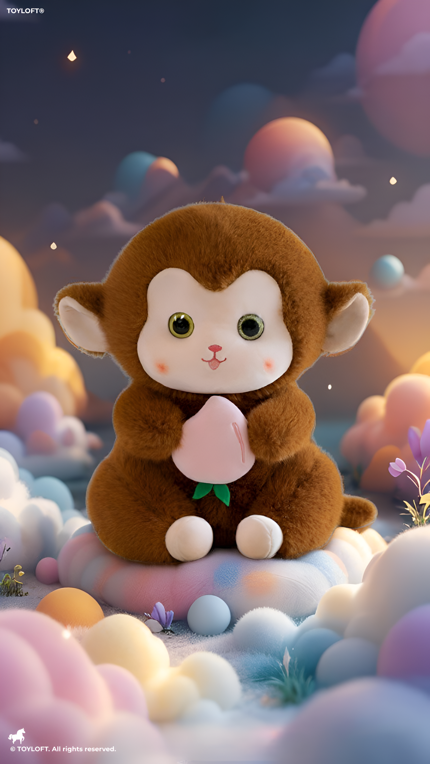 Brown - Cute Plush Monkey Stuffed Animal with Peach - 8 Inch Super Soft Toy Gift for Kids & Baby ST14653