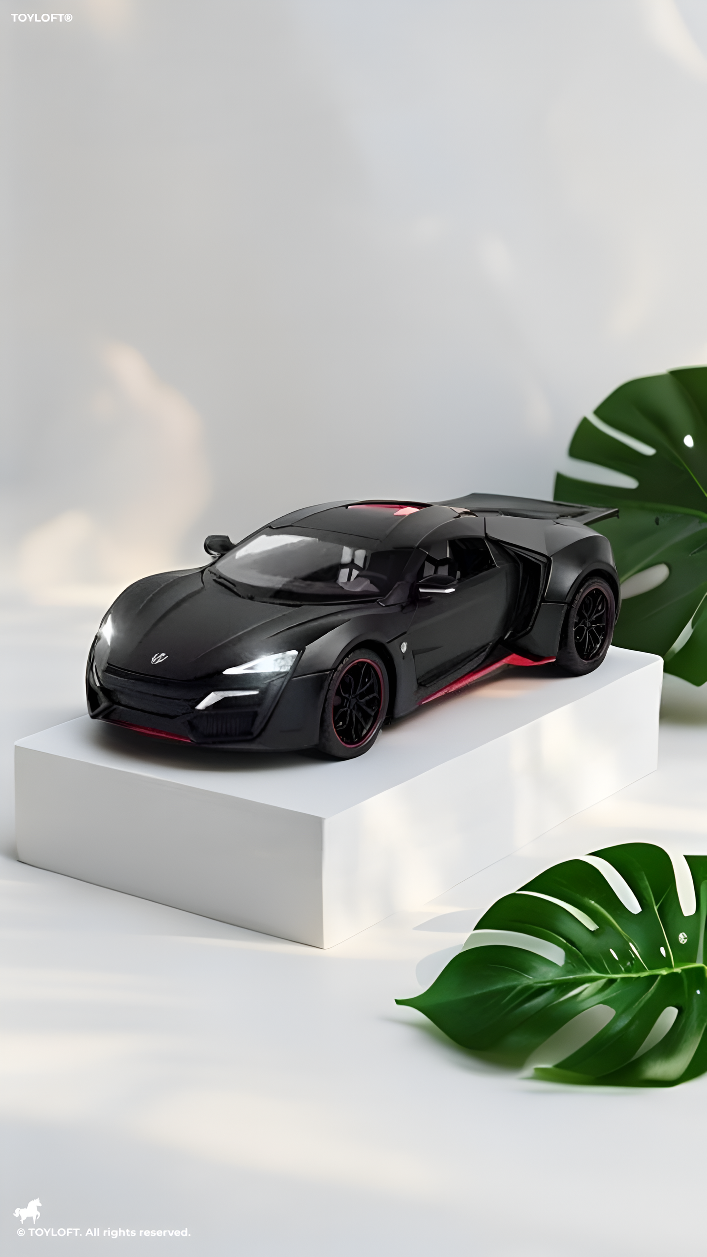 Lykan Hypersport Diecast Model Car 1:24 Scale - Matte Black Supercar Toy, Pull Back Action, Opening Doors, Kids & Collectors Gift LMI14219 - Free Car Inside.