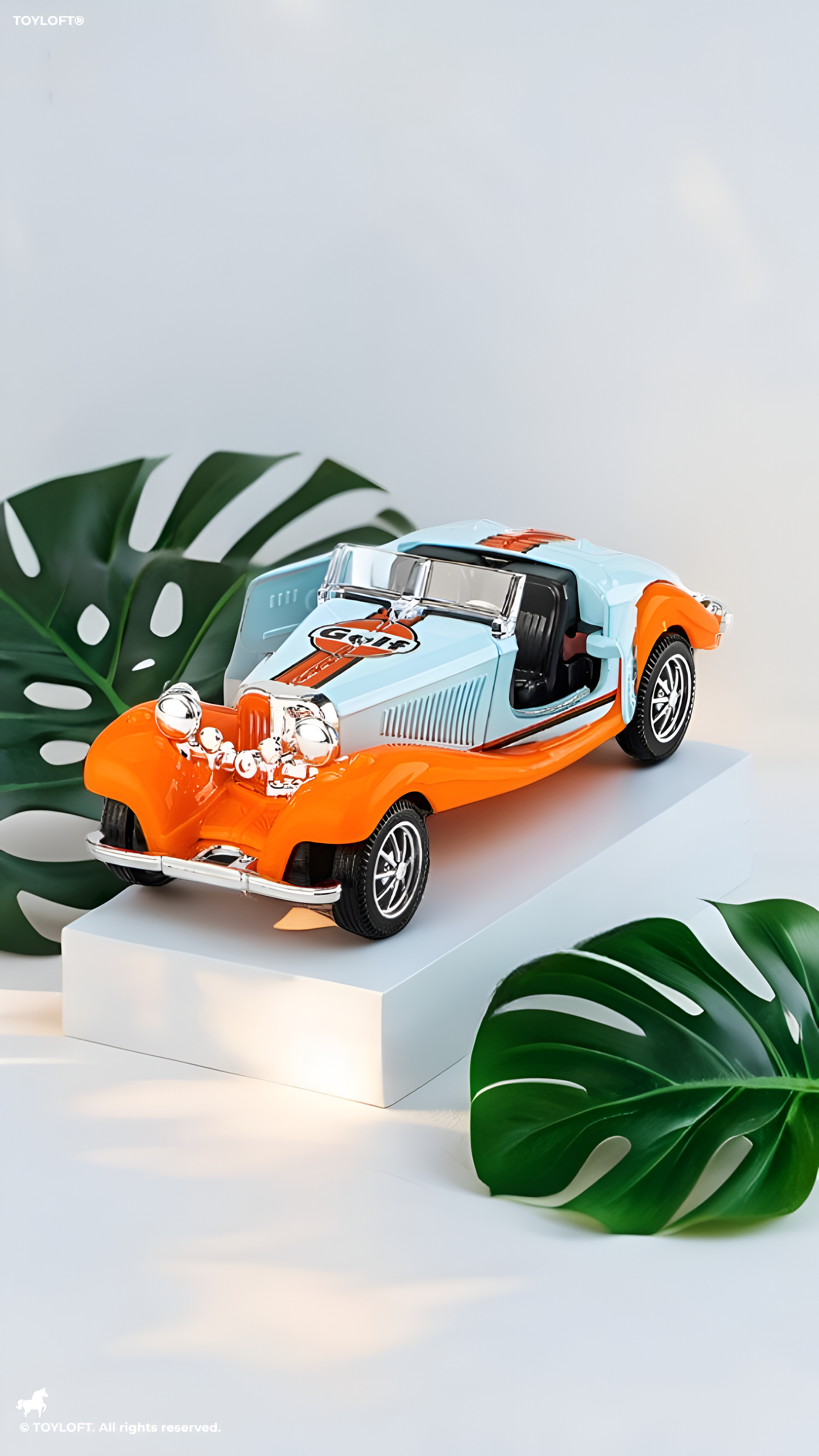 Pack of 2 Classic Gulf Oil Edition Vintage Roadster 1:36 Scale Die-Cast Model Car MD3163.