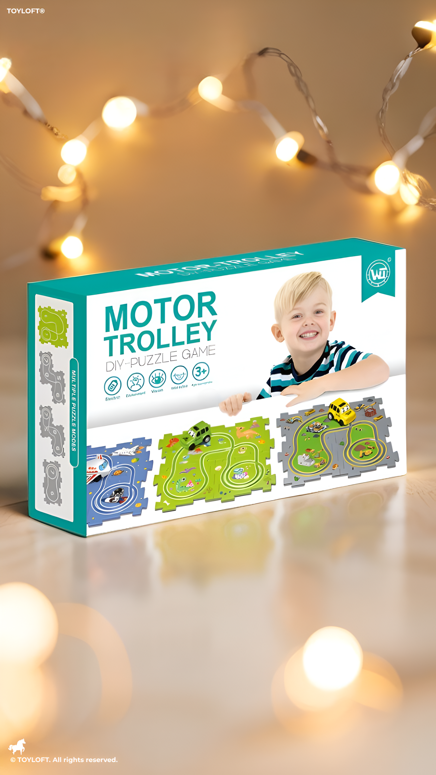 Trolley Puzzle Track Set for Kids 3+ – Interactive Educational Maze Toy with Automatic Vehicle, Modular Building Pieces & Creative STEM Learning Play MD1861