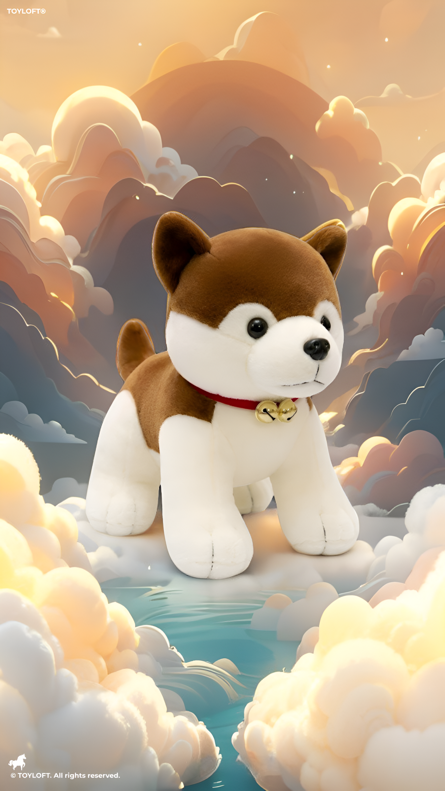 Shiba Inu Plush Toy – 30cm Cute Brown & White Kawaii Dog Stuffed Animal with Bell Collar, Soft Mame Shiba Plush for Kids ST14632