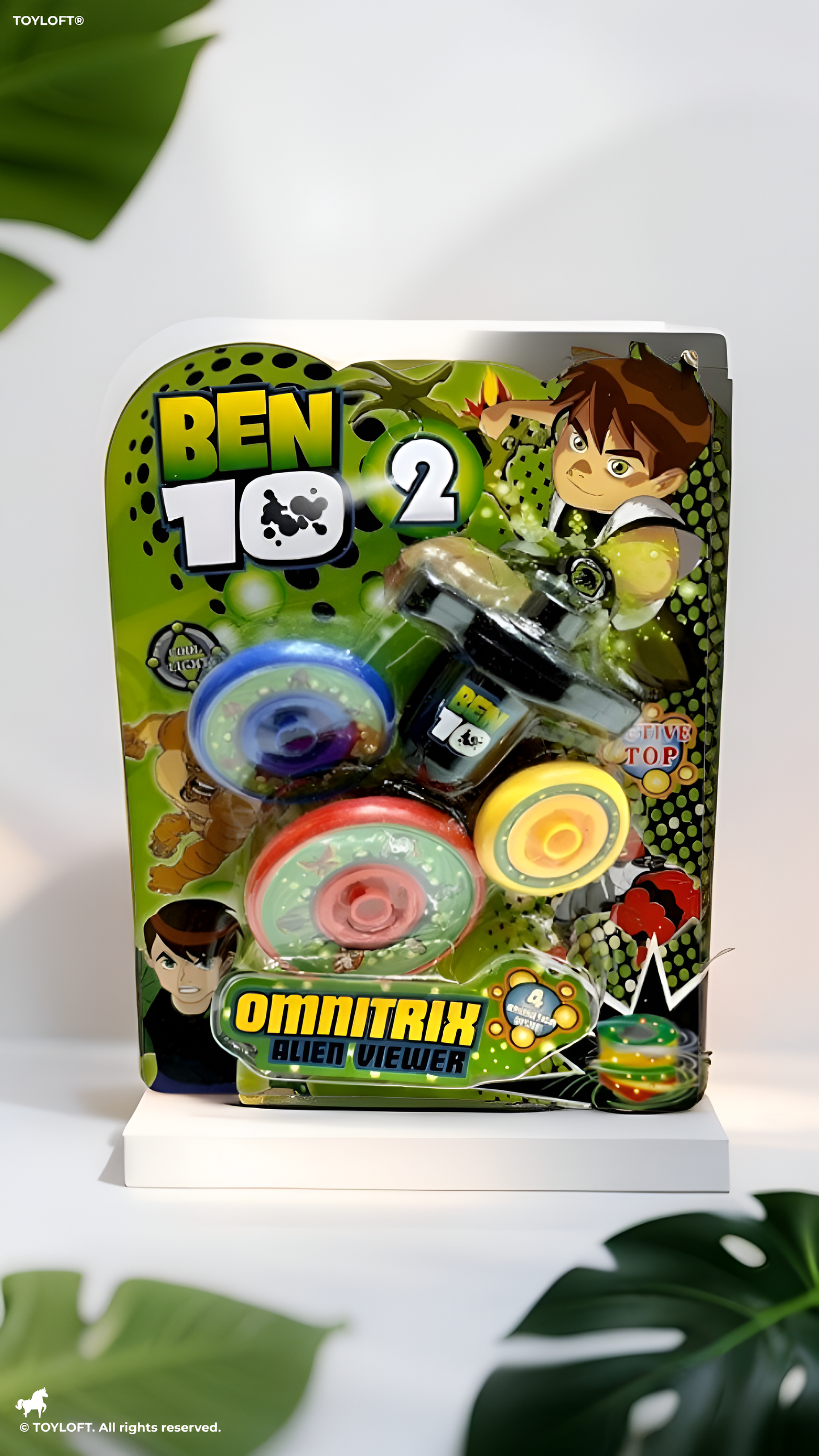 Ben 10 Omnitrix Alien Viewer Spinning Top Battle Set with 3 Alien Tops & Black Power Launcher – Interactive Beyblade-Style Battle Toy for Kids TV1010