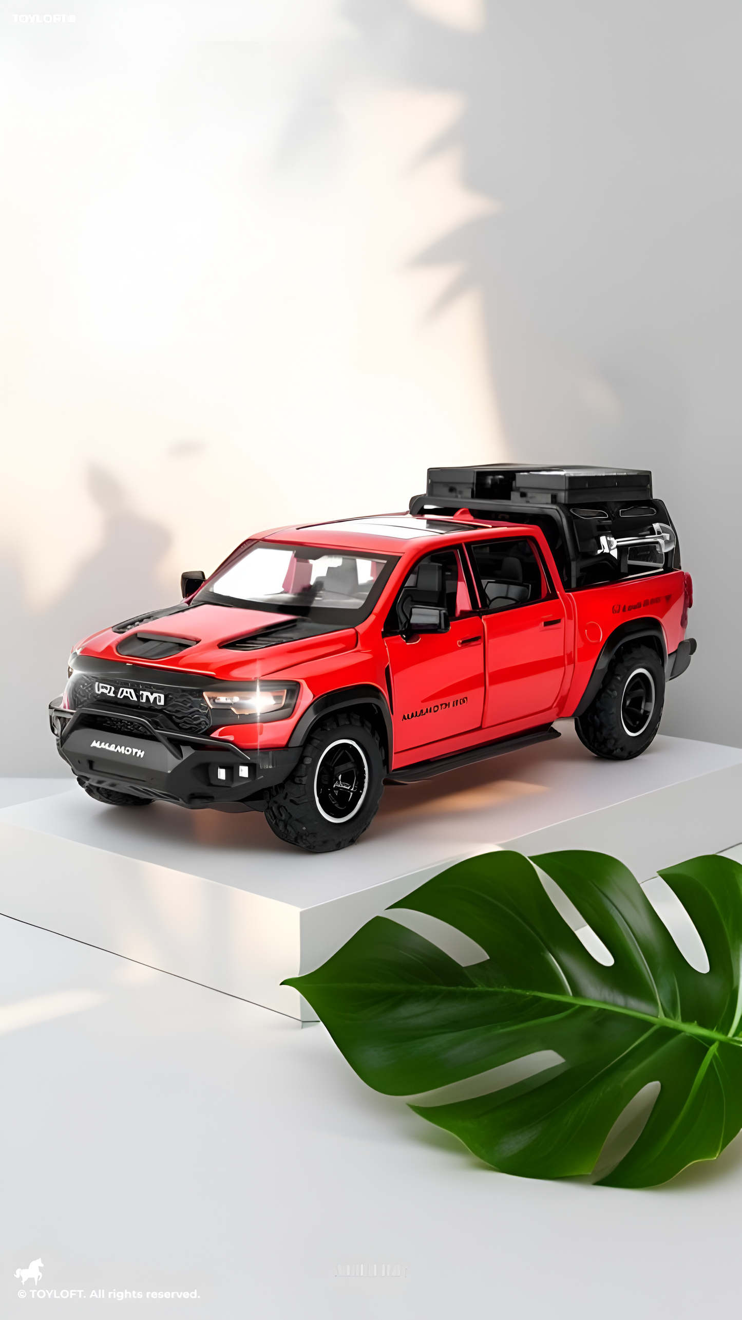 Red - Ram Mammoth Diecast Car for Kids – Heavy-Duty Off-Road Metal Toy Vehicle Scale 1:32 TZ-OS1561.