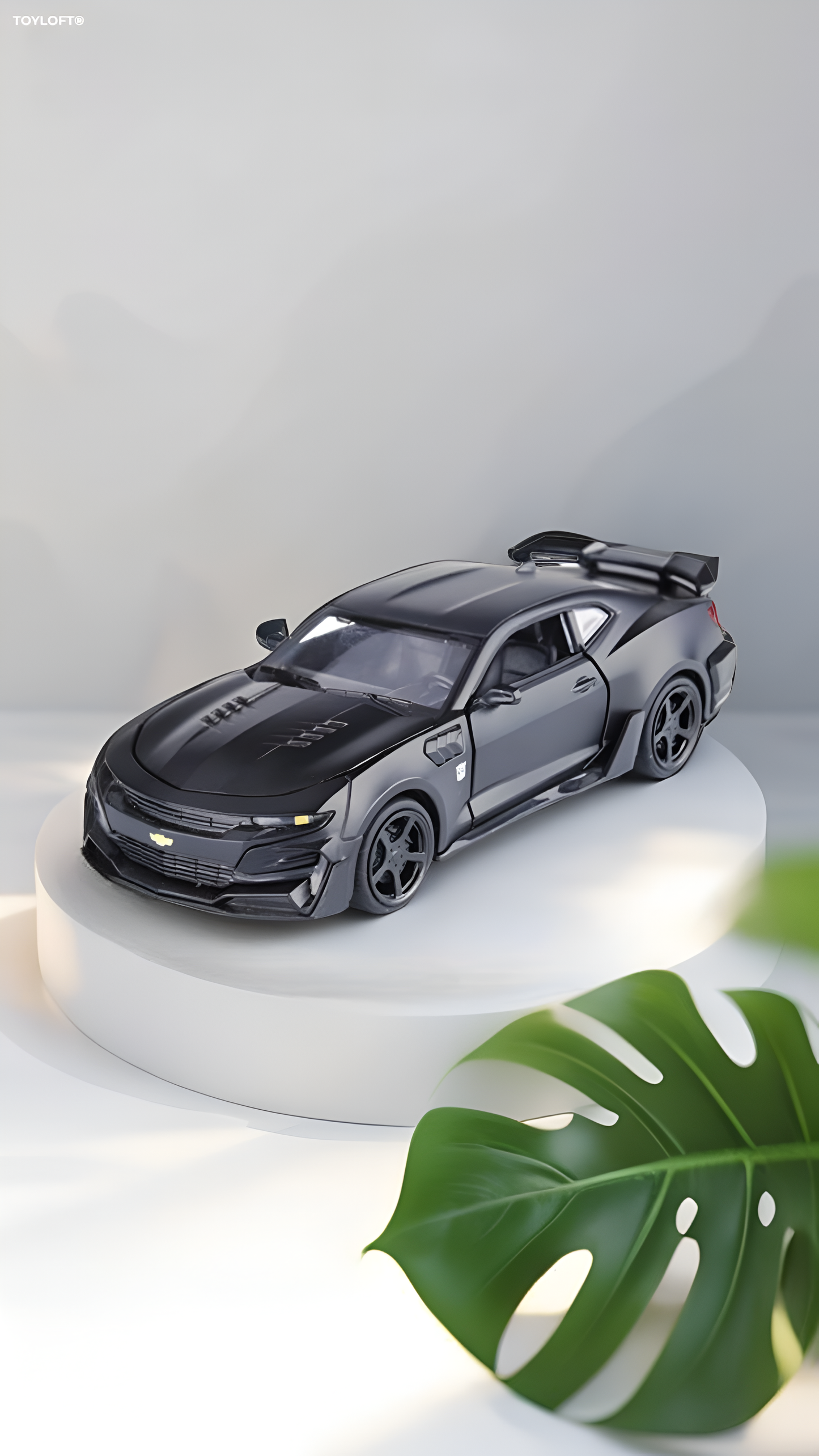 Chevrolet Camaro Metal Die Cast Car - Matte Black 1/24 - Big Size - Free Car Inside.