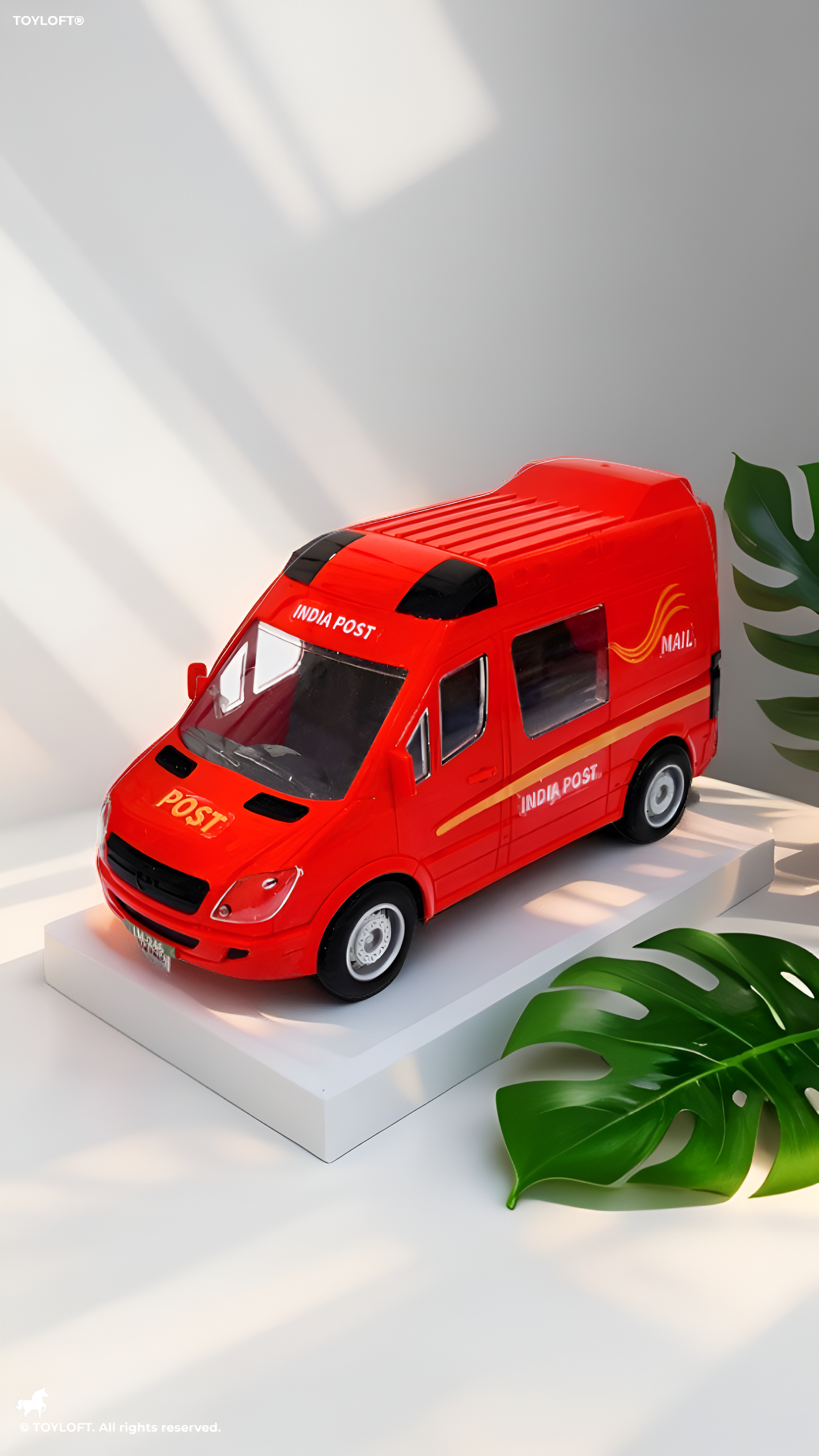 Miniature India Post Mail Van Toy - Red Plastic Delivery Vehicle for Kids & Collectors LMI14412