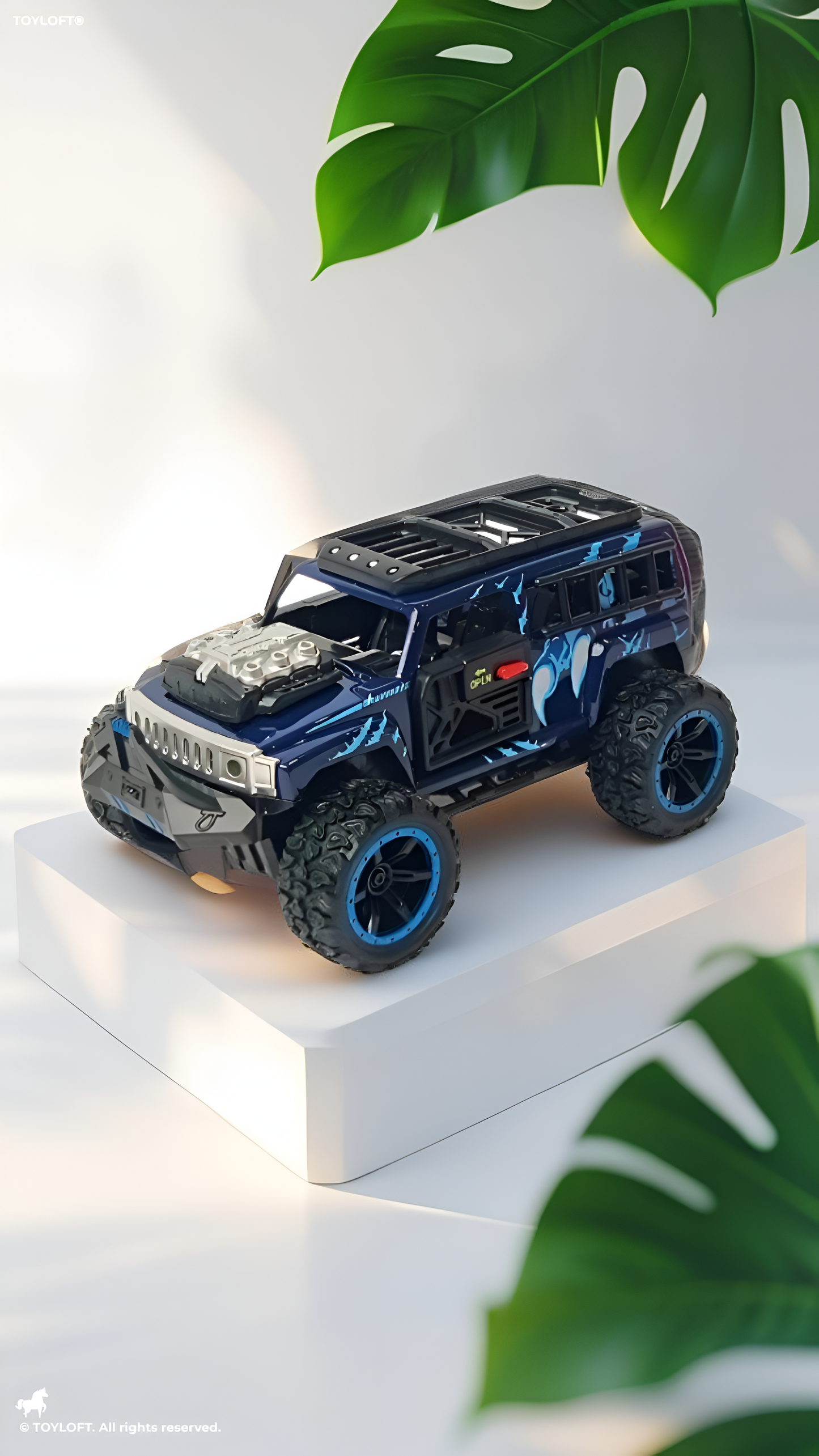 Monster Vehicle - Die-Cast Off-Road SUV Toy with Pull Back Action, Lights & Monster Engine Sound Blue LMI16430.