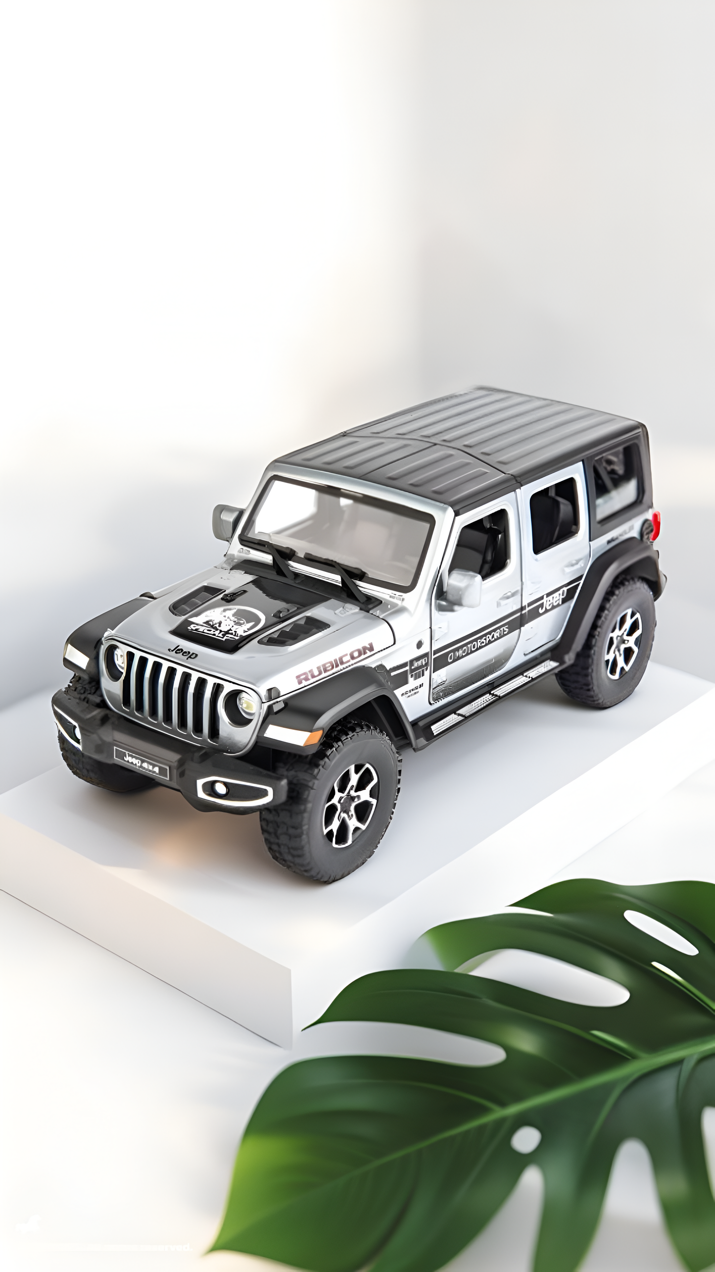Grey - Wrangler Jeep Diecast Model Car – Alloy Pull Back Toy with Lights & Sound | Off-Road Vehicle Collectible Gift for Kids Scale 1:32 - LMI15393