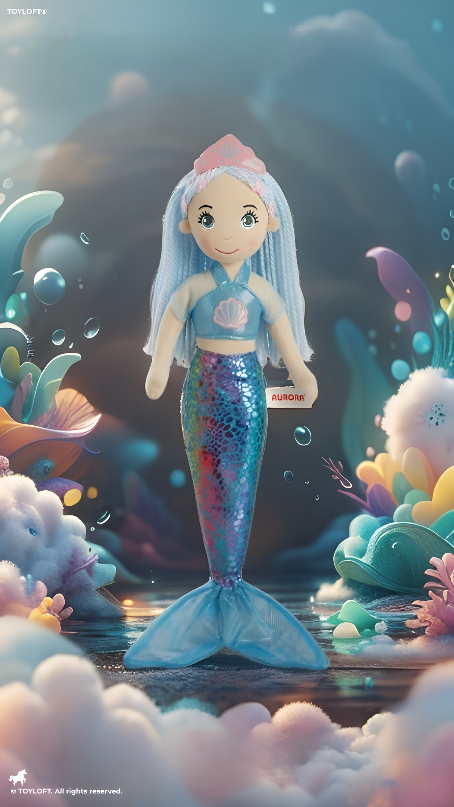 Aurora World Sea Sparkles Amberly Mermaid Plush Doll – 45cm Large Blue & Purple Shimmering Soft Stuffed Toy for Kids & Collectors ST15297