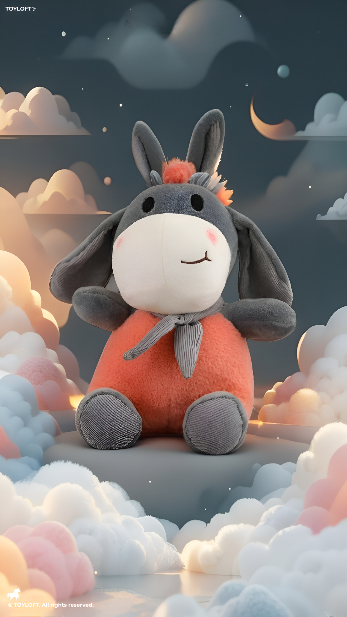 8-Inch Plush Donkey Stuffed Animal Cuddly Toy Orange ST14656.