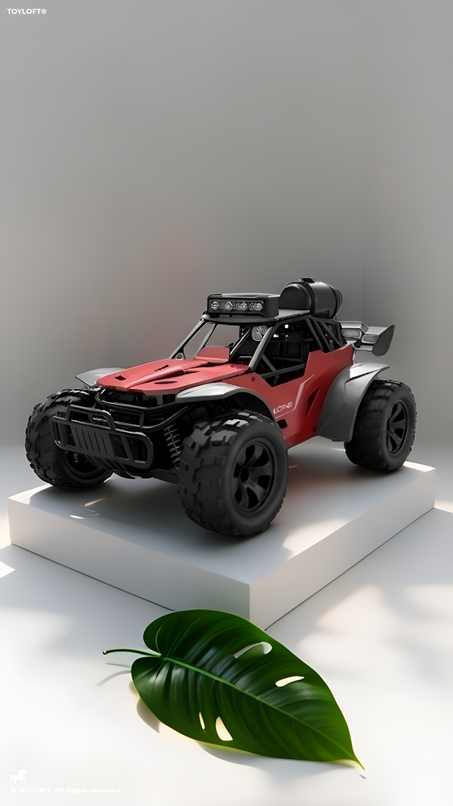 4-Wheel Drive High-Speed RC Desert Buggy Toy Car with LED Headlights & Pistol Grip Remote Controller (Red) LMI16727