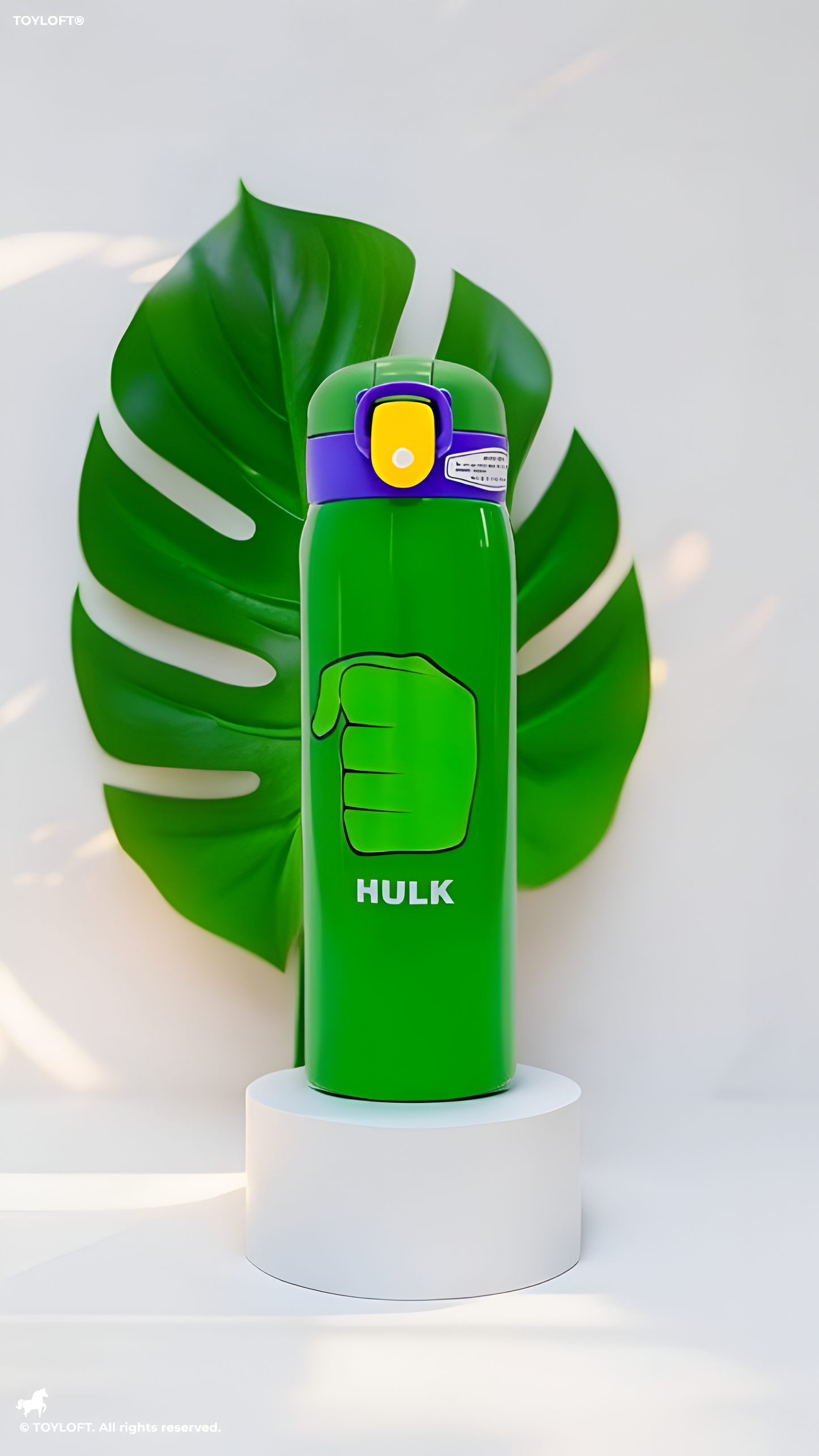 HulkSip - Avengers Theme Sipper Bottle - Stainless Steel & Leakproof 500ml Push Button with Lock NOV8408.