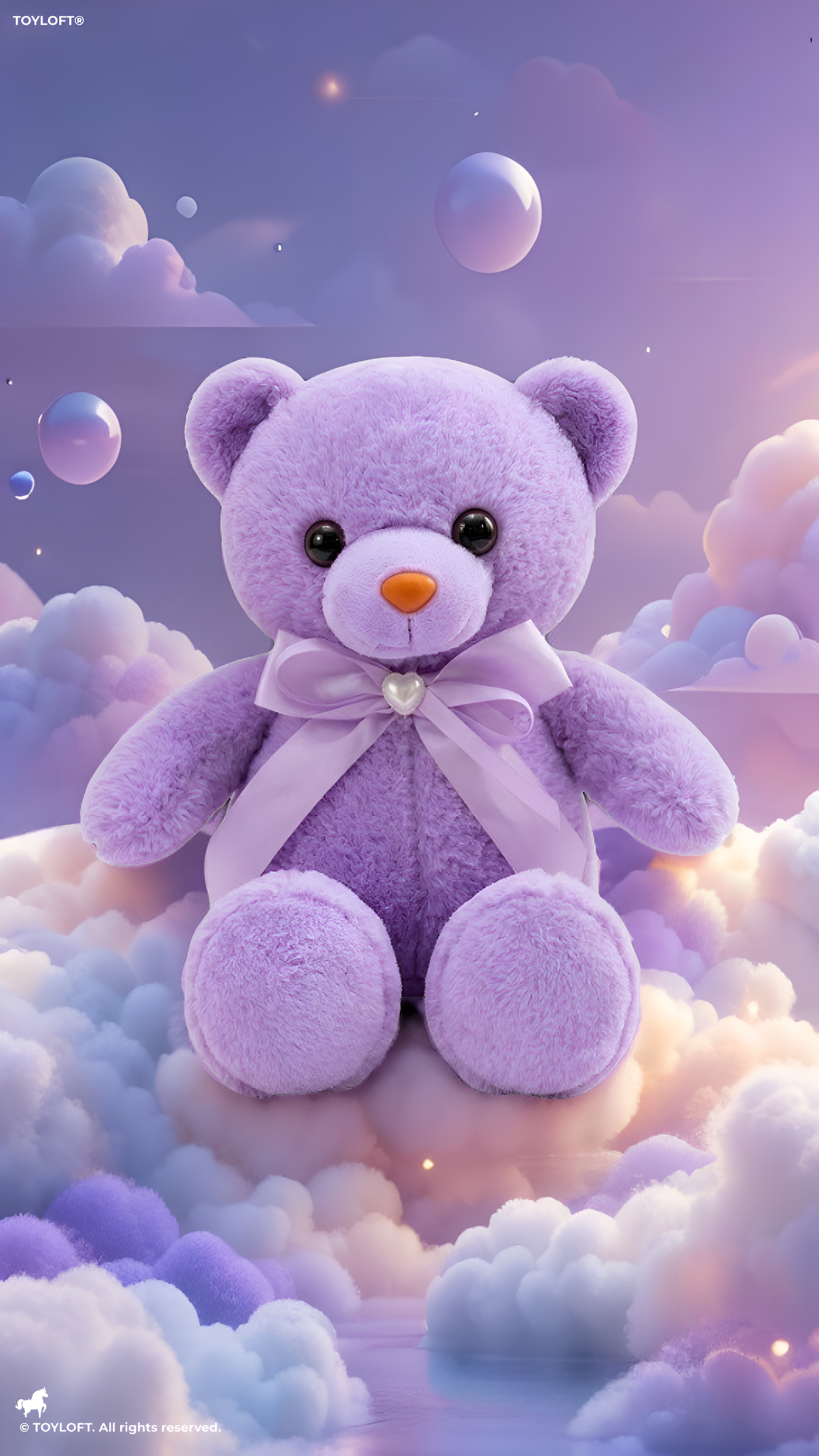 Teddy Bear Plush 8-Inch – Soft Stuffed Animal with Lavender Ribbon & Heart Charm | Cute Birthday Gift for Kids, Toddlers & Girls ST11106