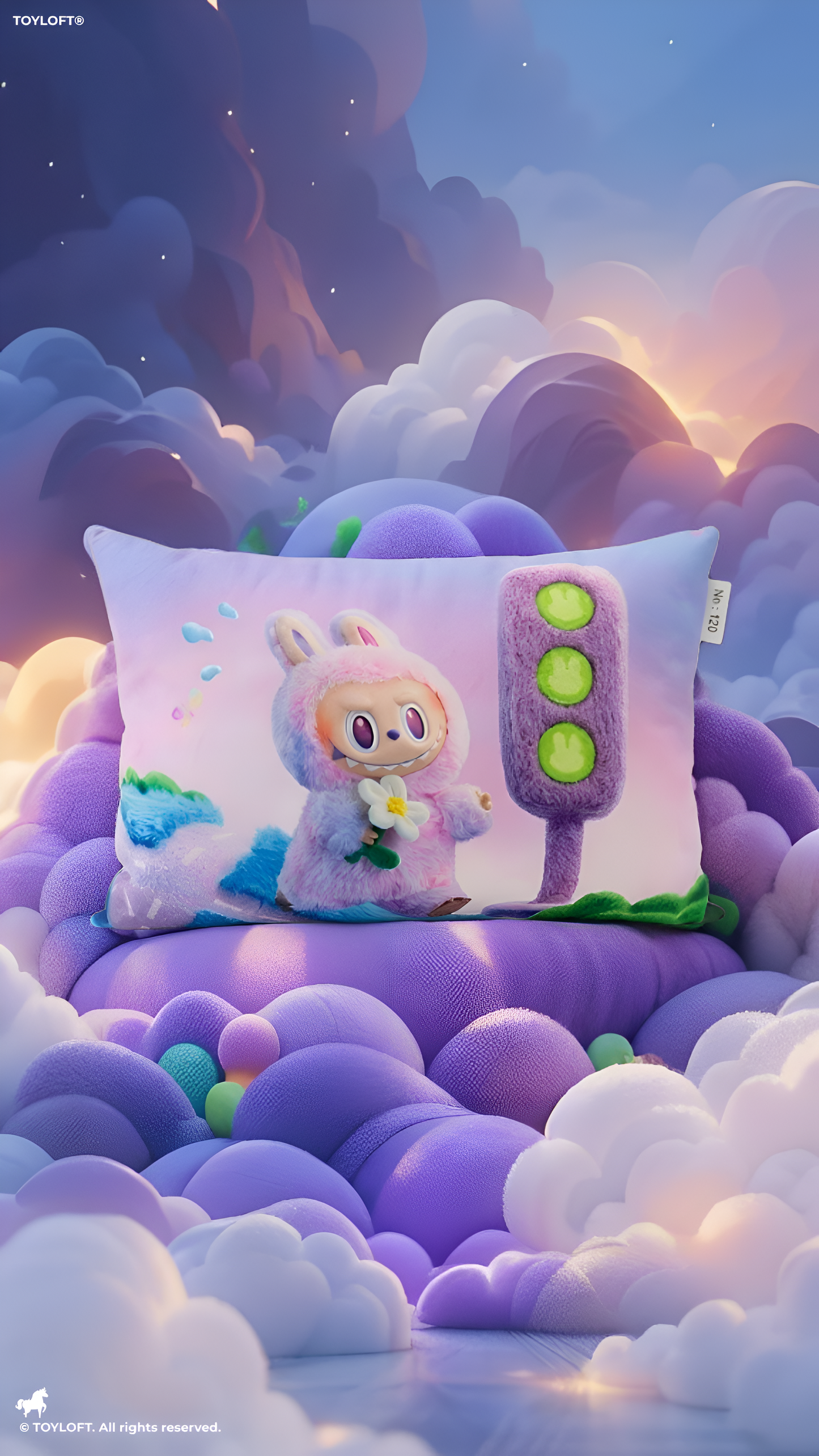 Purple Monster Kids Cushion – 3D Character Throw Pillow for Kids Room Decor | Soft Rectangular Cartoon Cushion for Bed, Sofa & Playroom ST11441