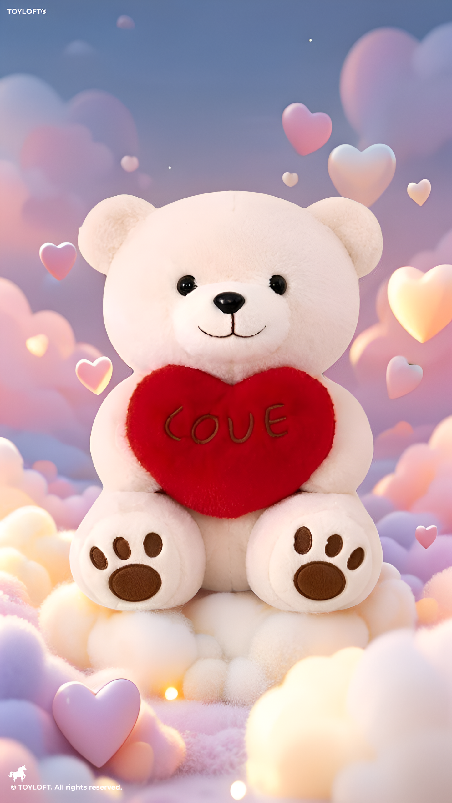 40cm Cream Plush Teddy Bear with Red "LOVE" Heart – Soft Stuffed Animal Toy ST16289.
