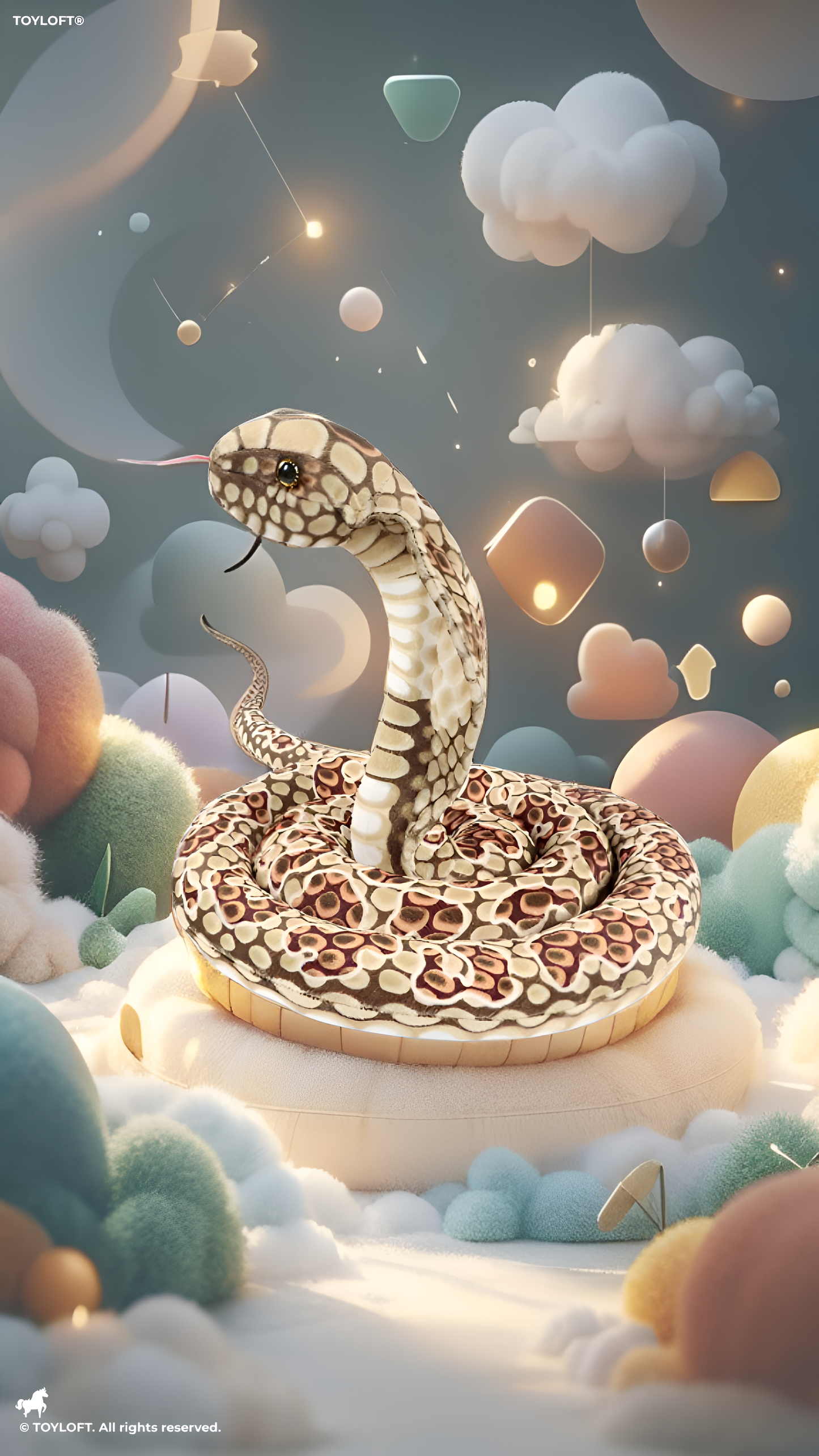 Large King Cobra Plush Toy 125 cm – Realistic Coiled Snake Stuffed Animal Light Brown ST14994.