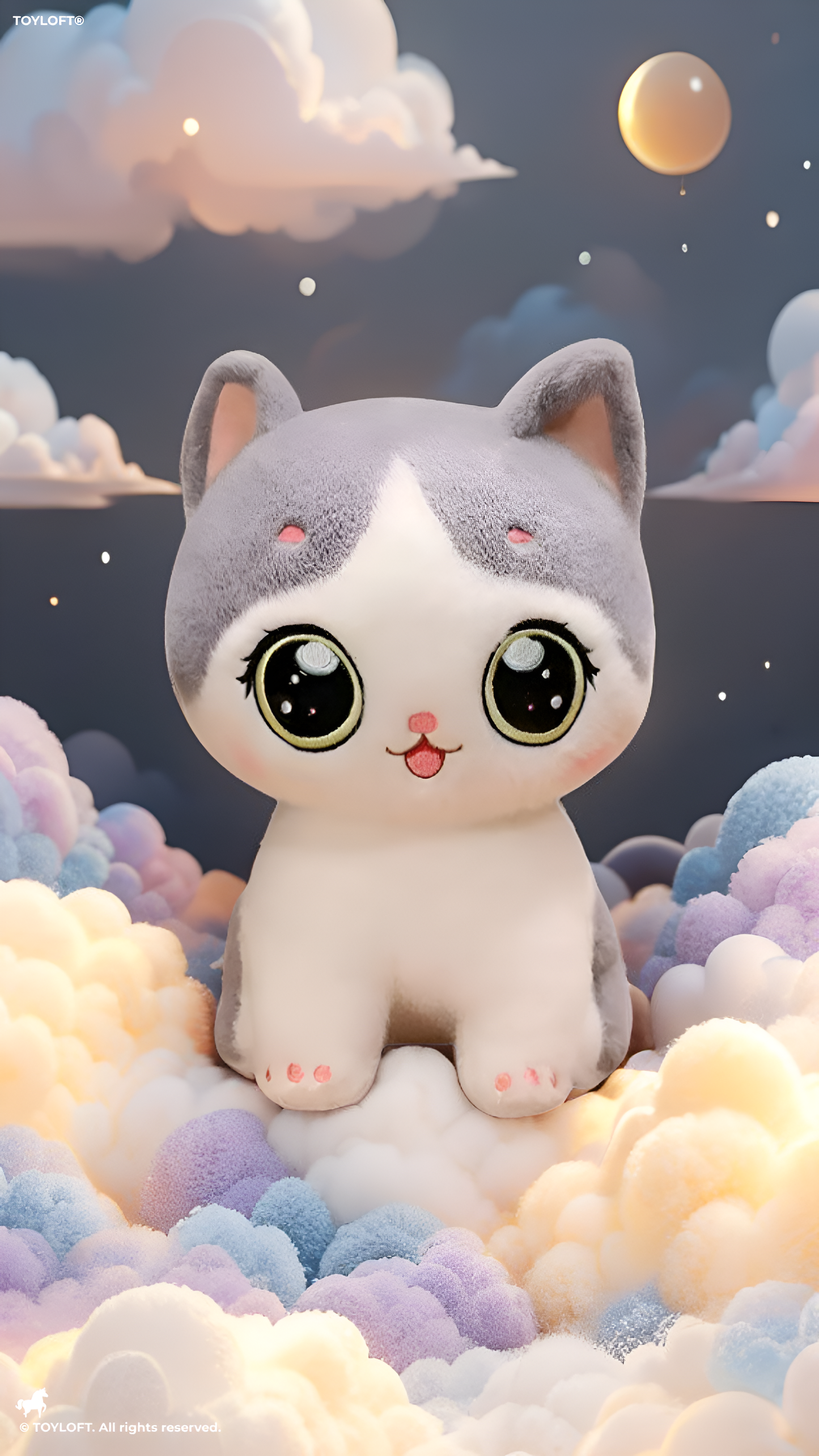 Kawaii Cat Plushie – Cute Chibi Kitten Stuffed Animal, Soft Anime-Style Cat Plush Toy ST15306.