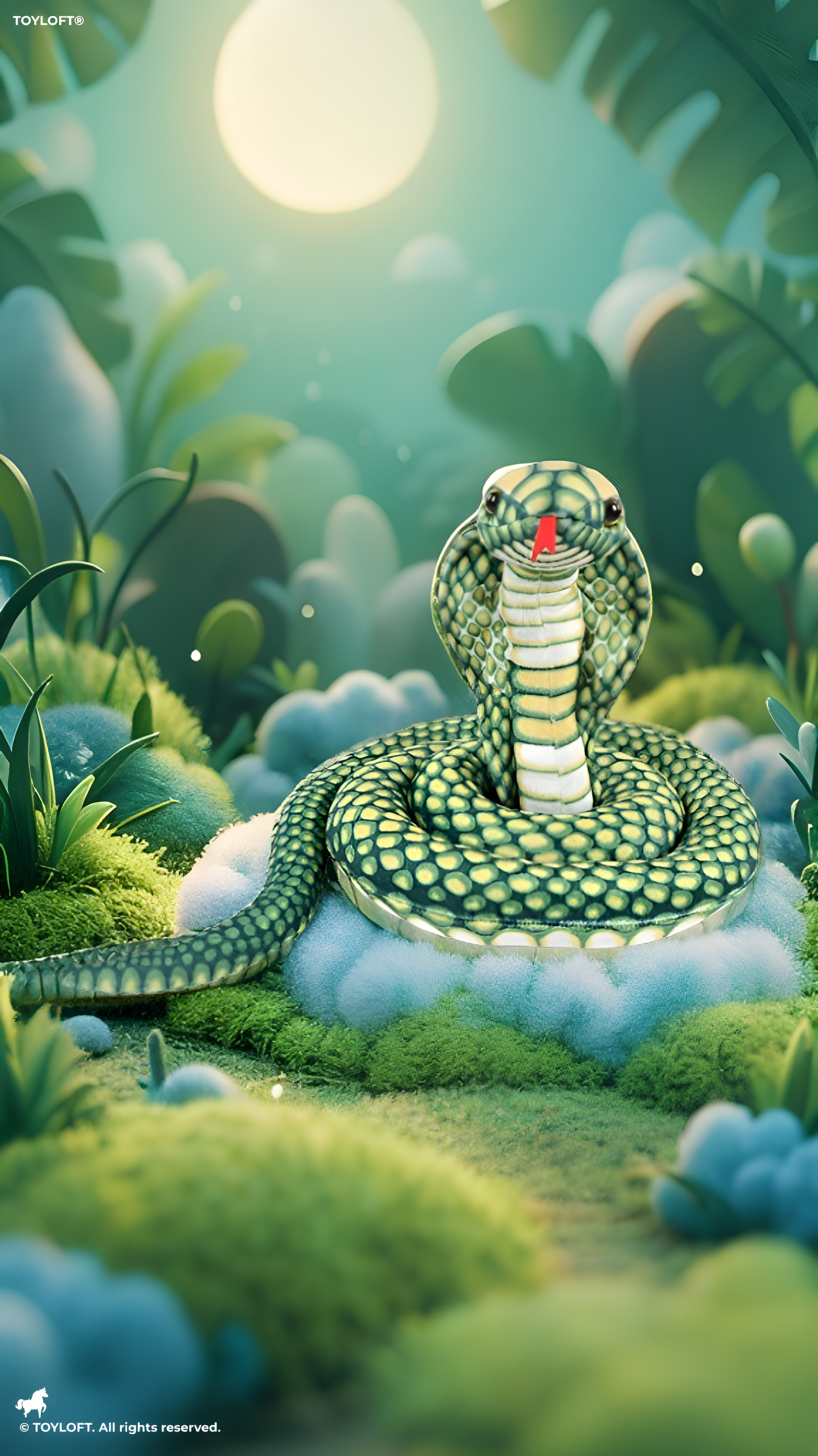 Large King Cobra Plush Toy 125 cm – Realistic Coiled Snake Stuffed Animal Green ST14994.