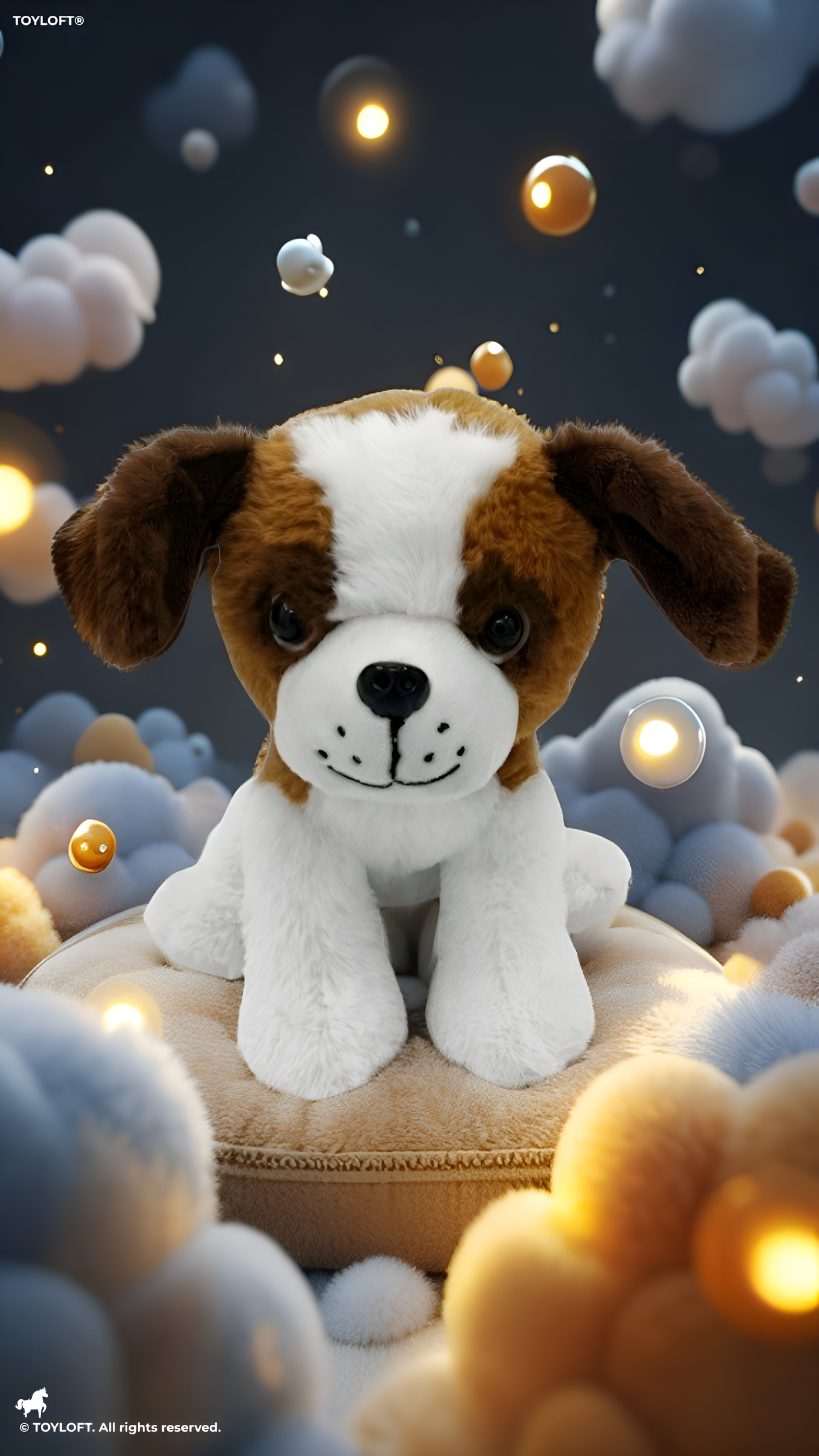 Cute Brown & White Saint Bernard Puppy Plush Toy – 8-Inch Soft Stuffed Dog for Kids, Ultra-Soft Cuddly Animal Plushie Gift for Toddlers & Children ST14953