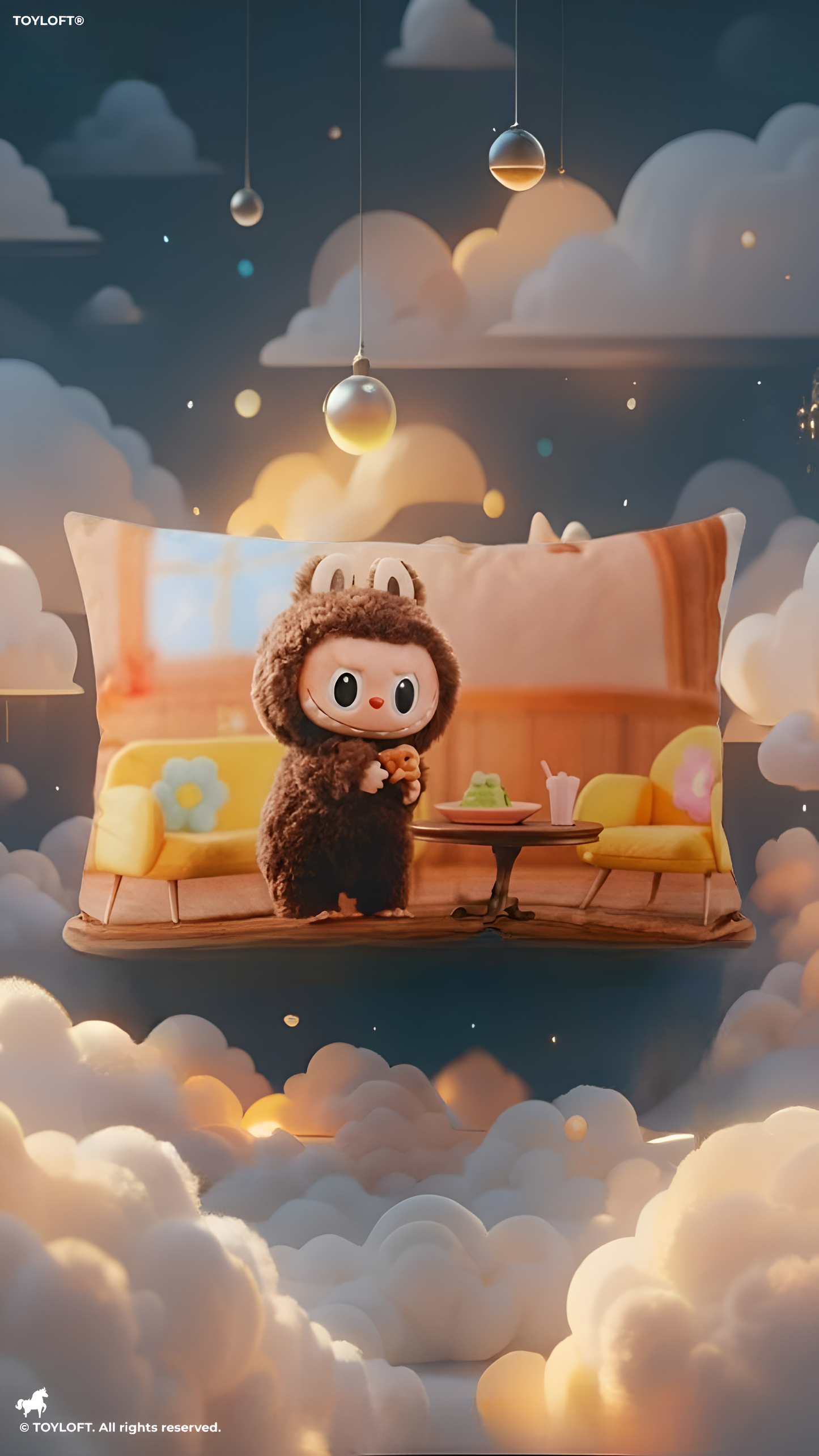 POP MART Labubu Plush Pillow – Cute Brown Monster Decorative Cushion for Sofa & Bedroom ST11441