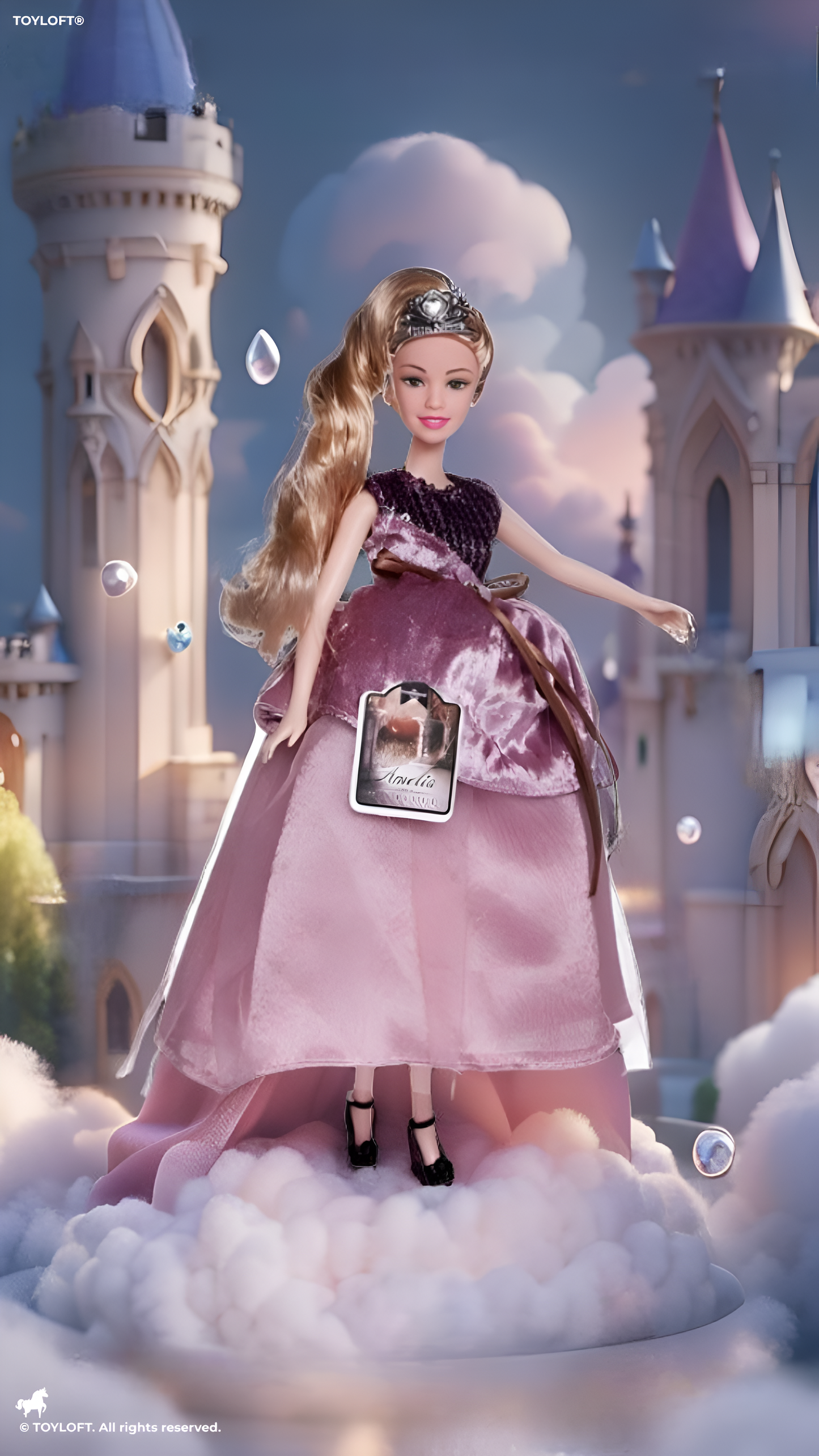 European Royal Princess Doll Set – Posable Fashion Doll with Tiara, Sequin Tulle Dress, Cat Figure & Accessories for Girls NX12663.