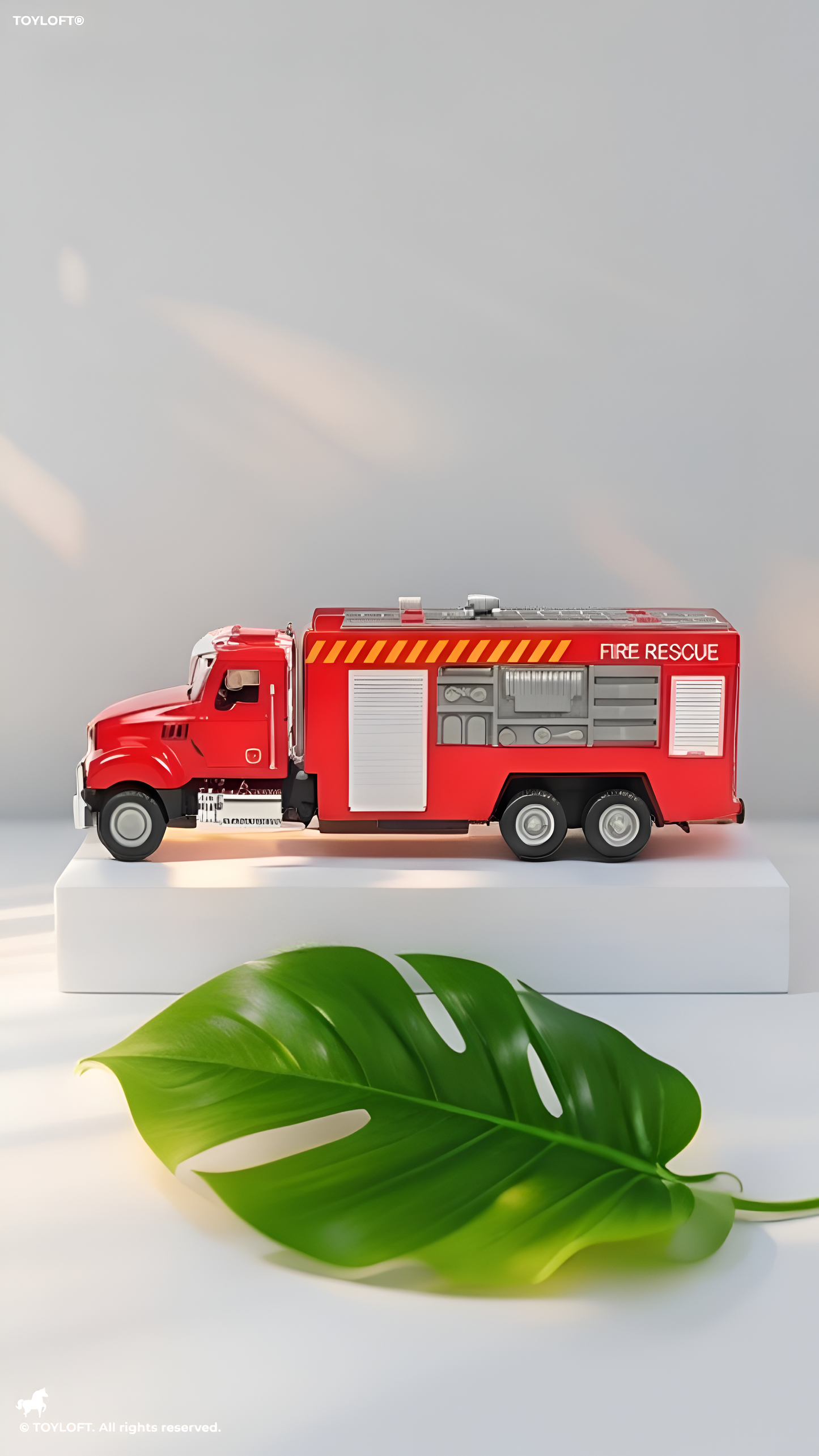 Die-Cast Fire Rescue Transport Truck Toy – Red Emergency Vehicle with Realistic Details MD2933.