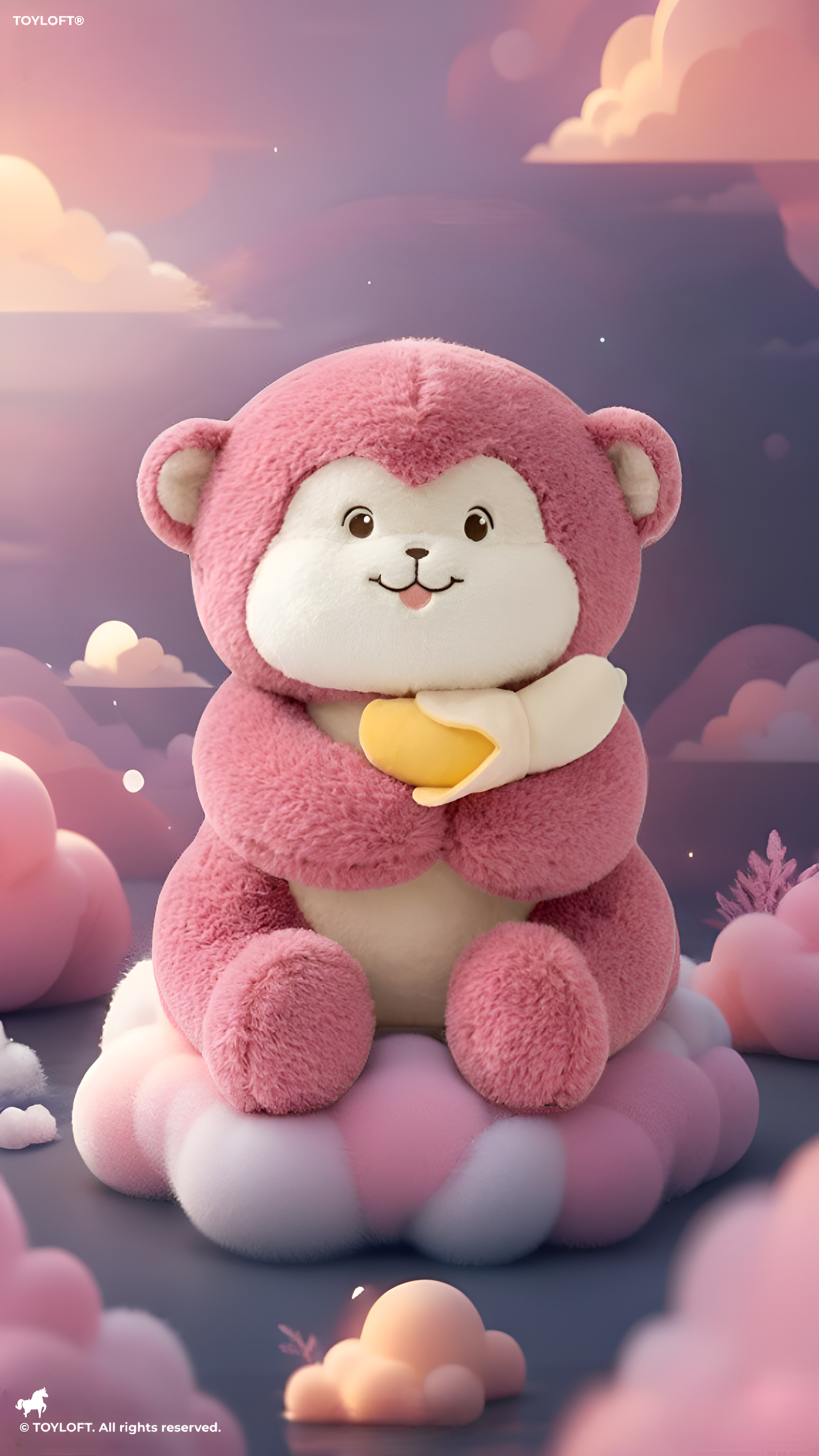 Monkey Soft Toy with Banana – Premium 40CM Plush Pink Ultra-Soft Kawaii Stuffed Animal for Kids, Toddlers & Nursery Decor Gift ST14535