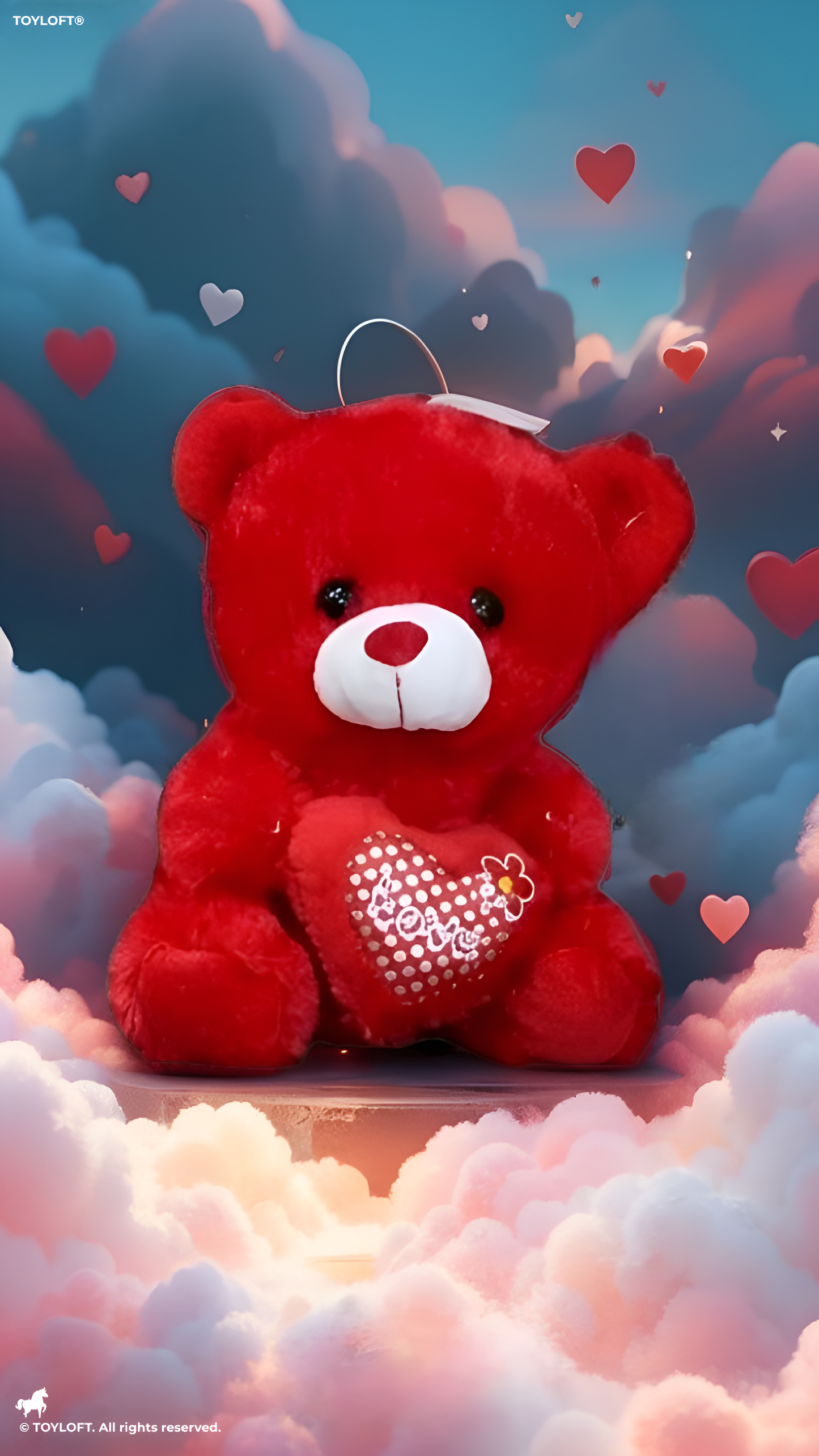 21cm Plush Teddy Bear with Heart – 'Love' Embroidered Soft Toy Red ST16166.