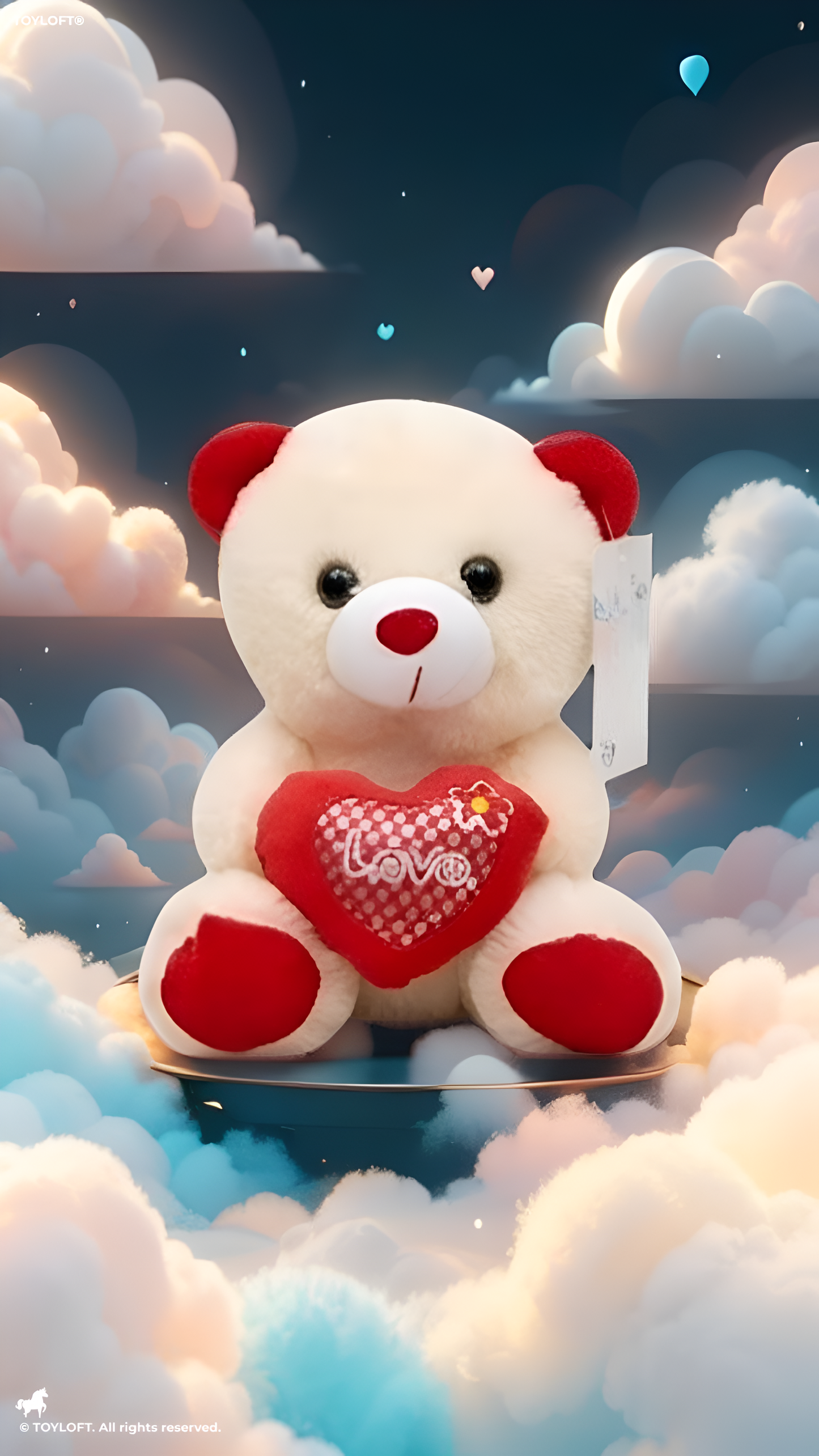 21cm Plush Teddy Bear with Heart – 'Love' Embroidered Soft Toy White ST16166.