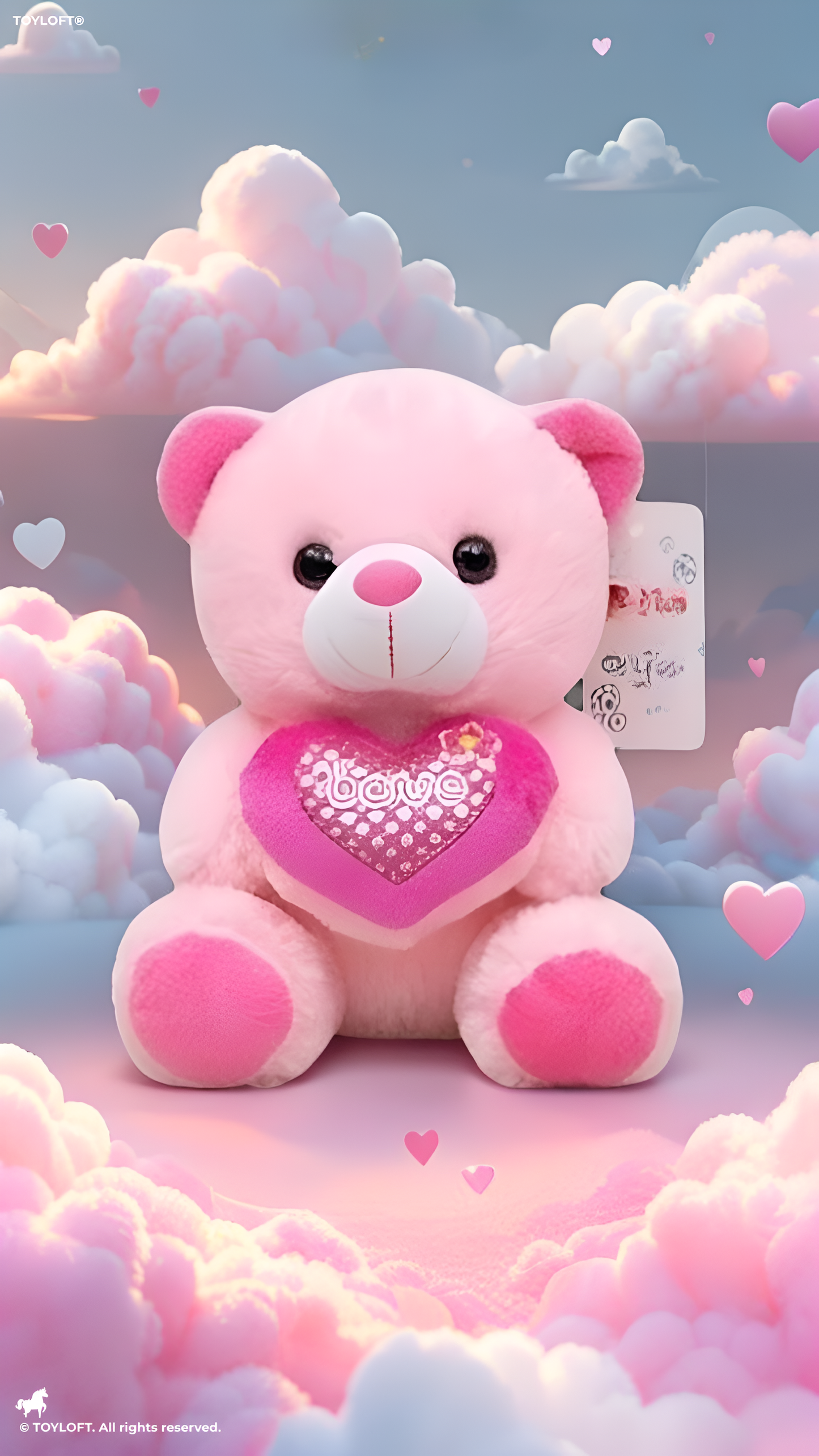 21cm Plush Teddy Bear with Heart – 'Love' Embroidered Soft Toy Light Pink ST16166.